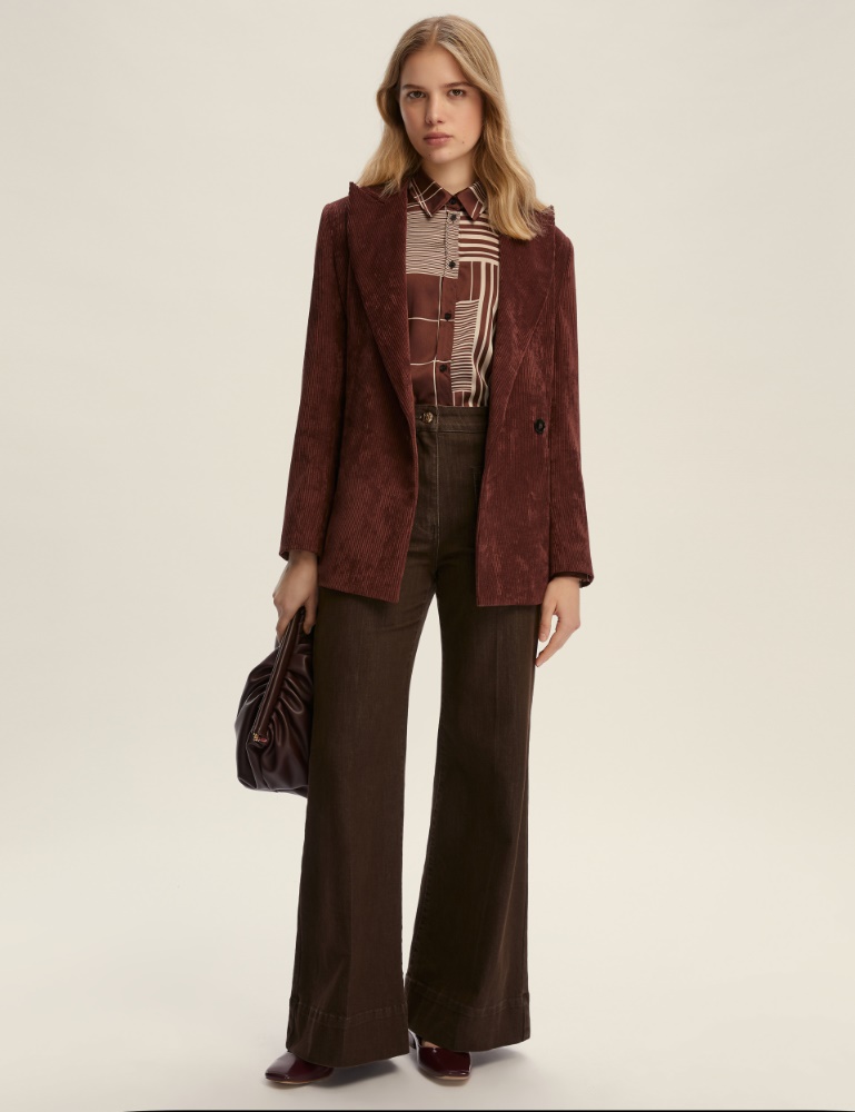 Camicia semi aderente in twill - BORDEAUX