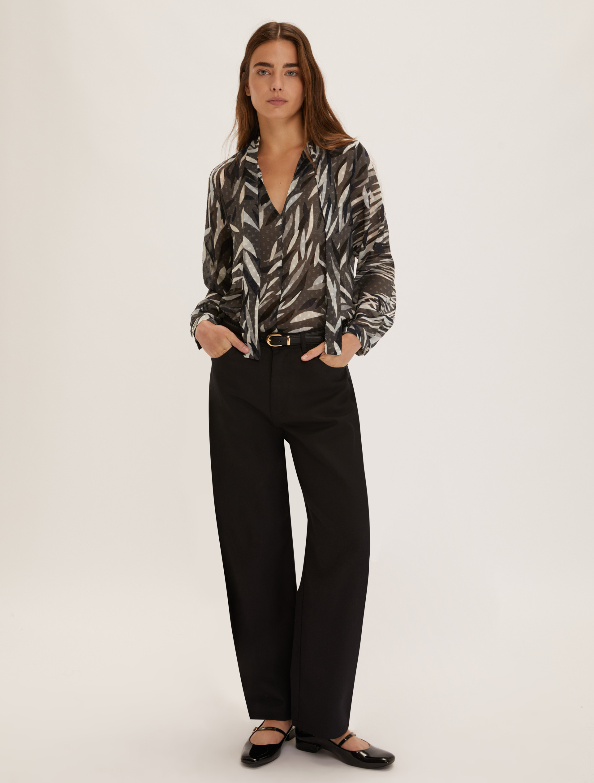 Printed plumetis blouse - DARK GREY - Emme - 1