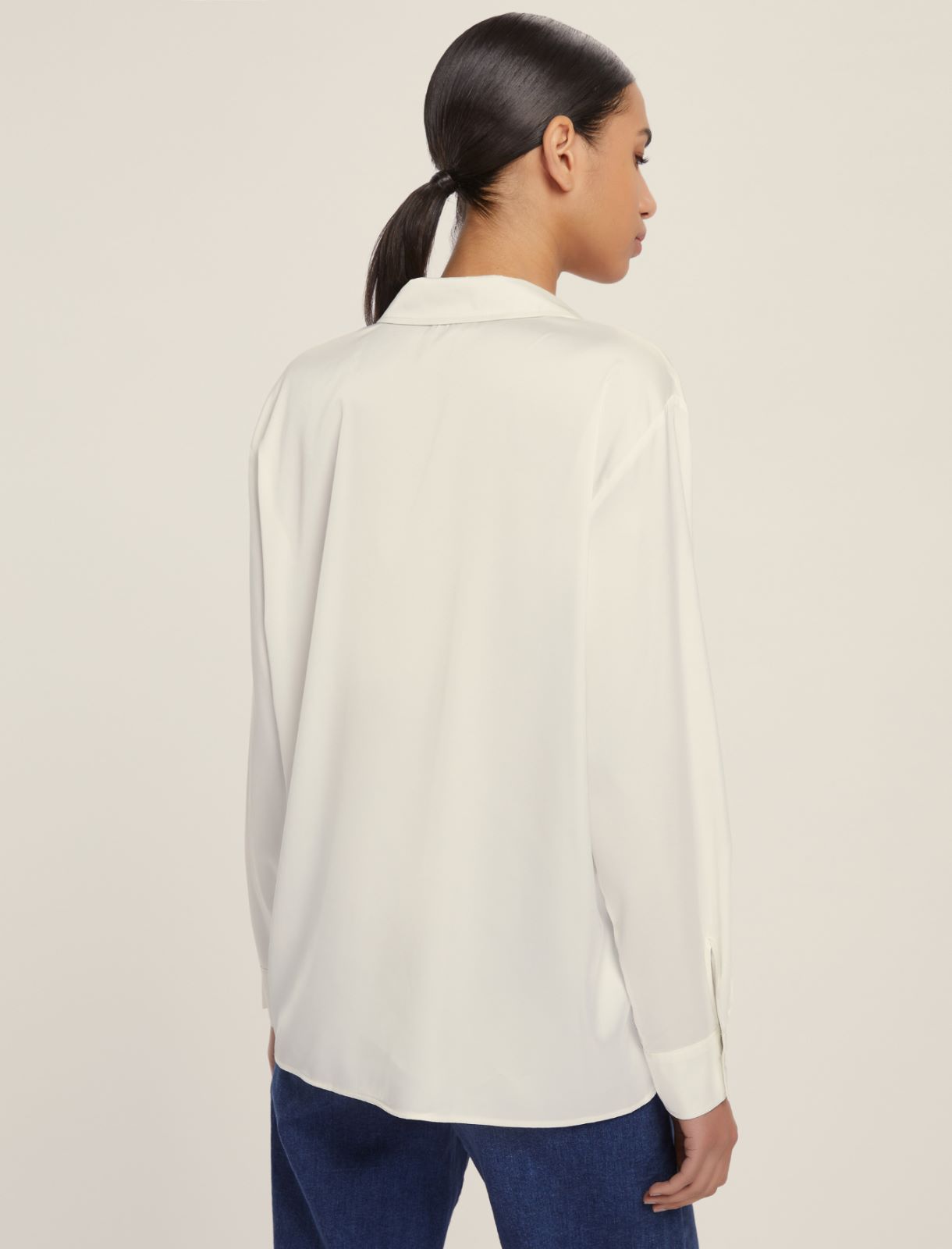 Camicia dritta in raso leggero - BIANCO - Emme - 2