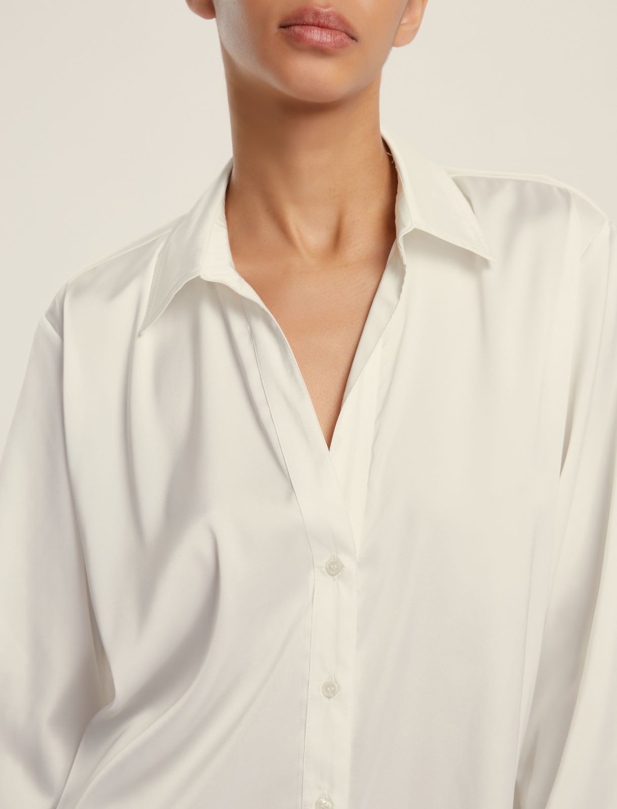 Camicia dritta in raso leggero - BIANCO - Emme - 4