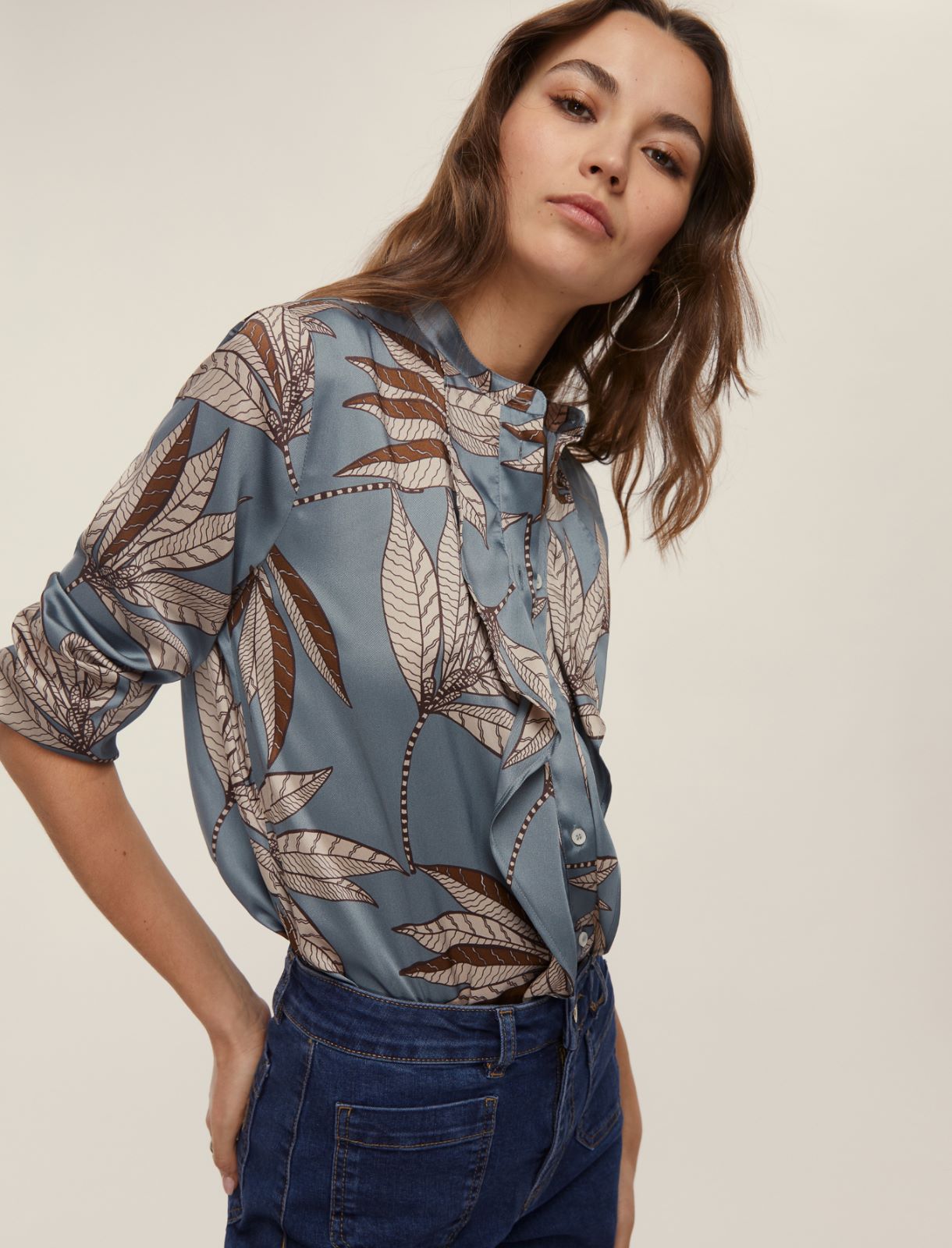 Straight-fit printed shirt - DARK BLUE - Emme - 3