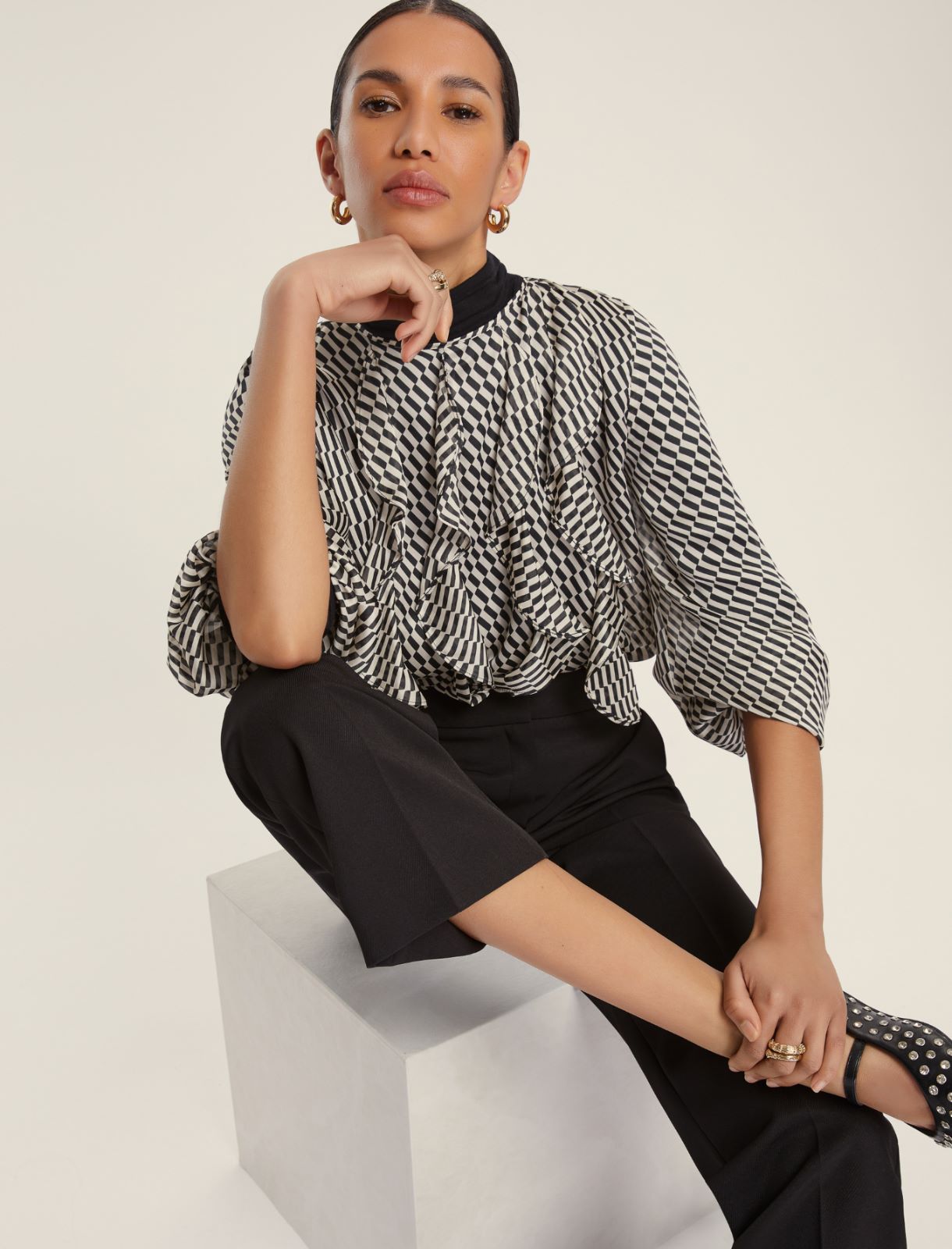 Ruched shirt - BLACK - Emme - 3