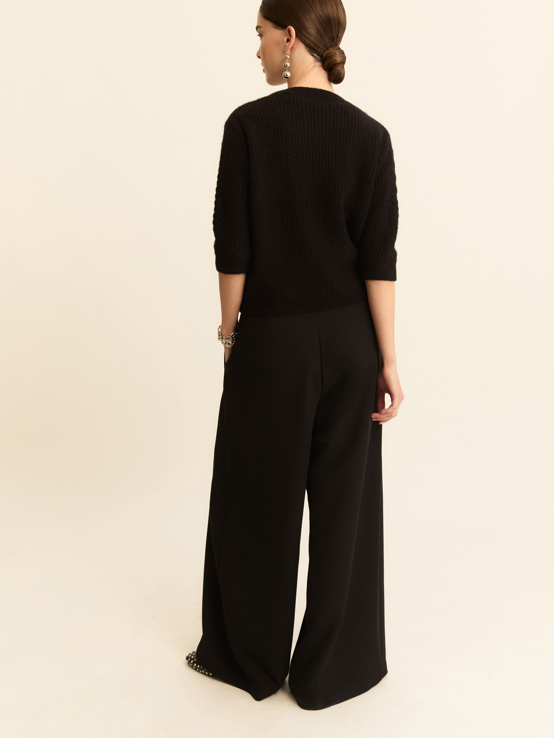 Wide-fit crepe trousers - BLACK - Emme - 3