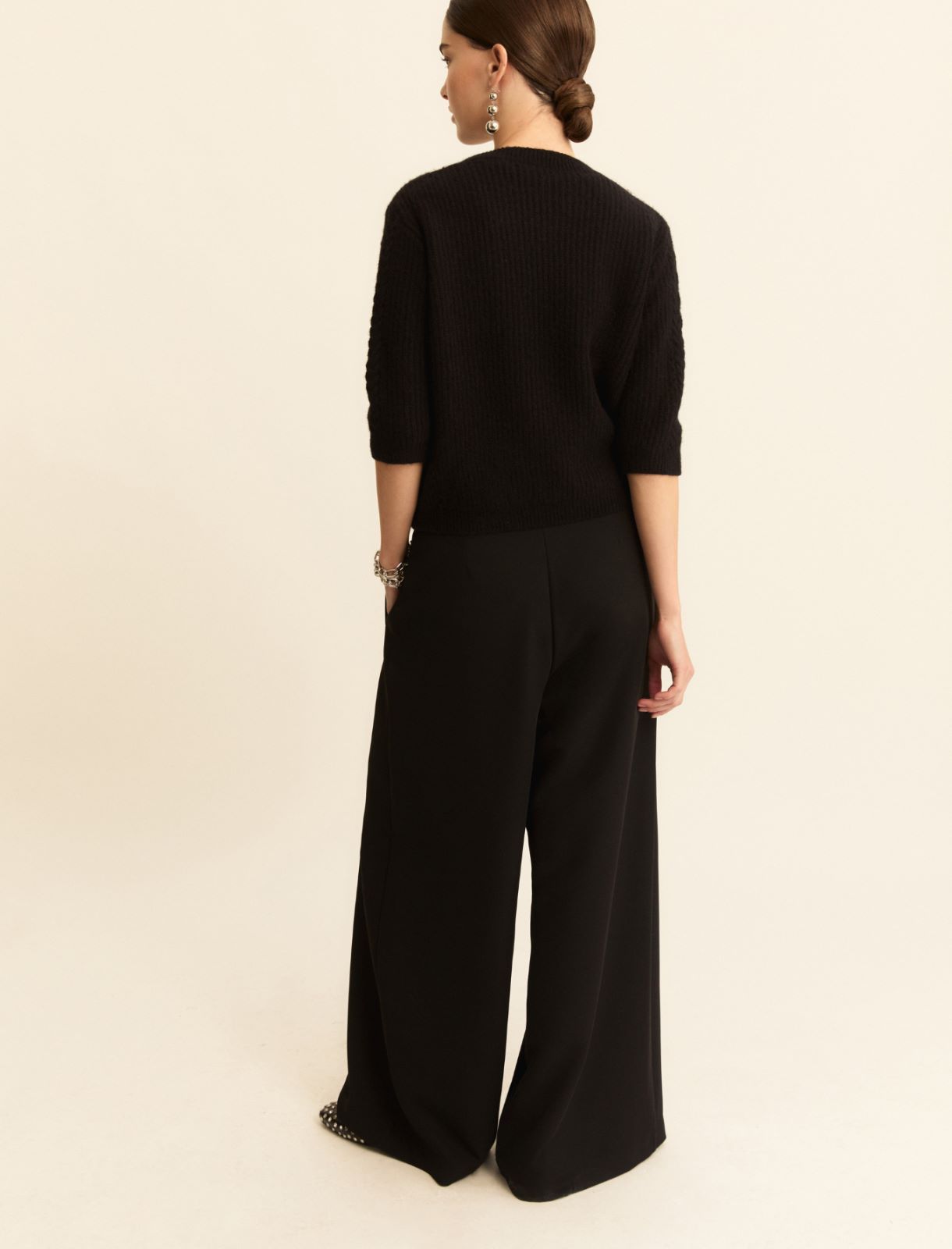 Wide-fit crepe trousers - BLACK - Emme - 3