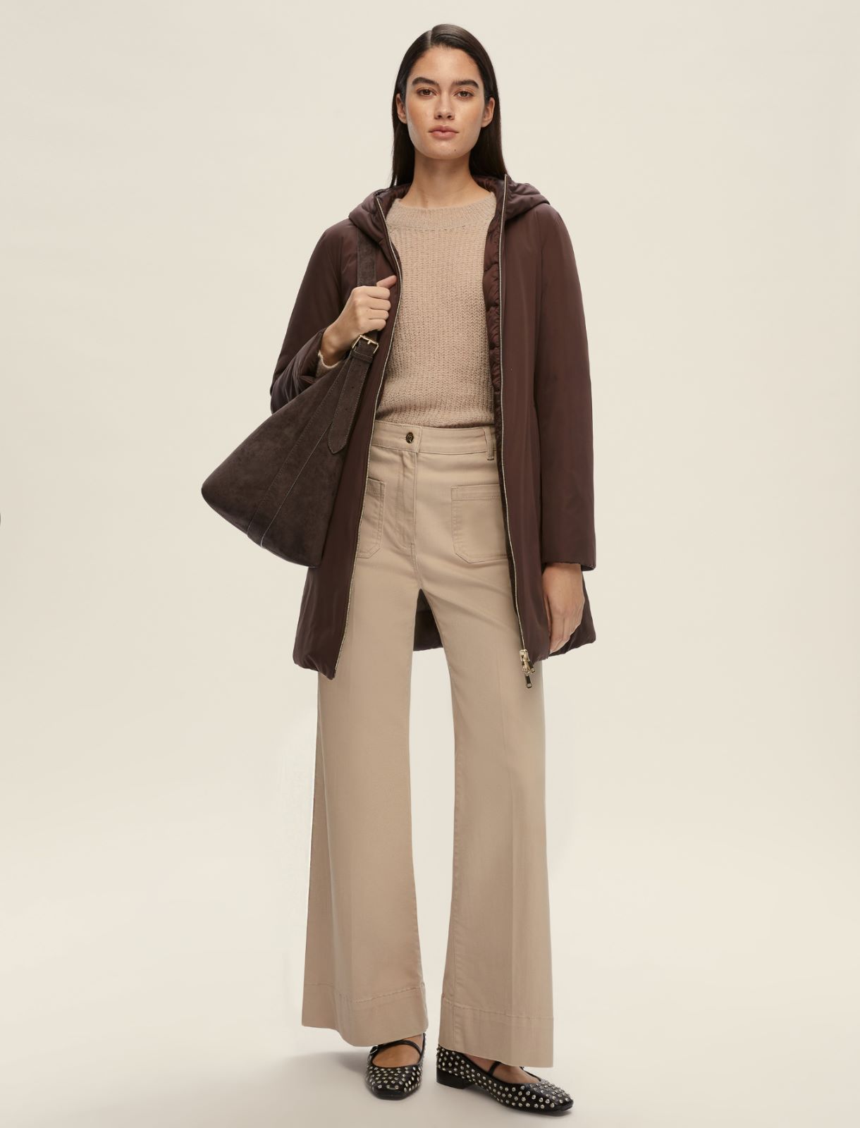 Pantalone slim flare - BIANCO SPORCO - Emme