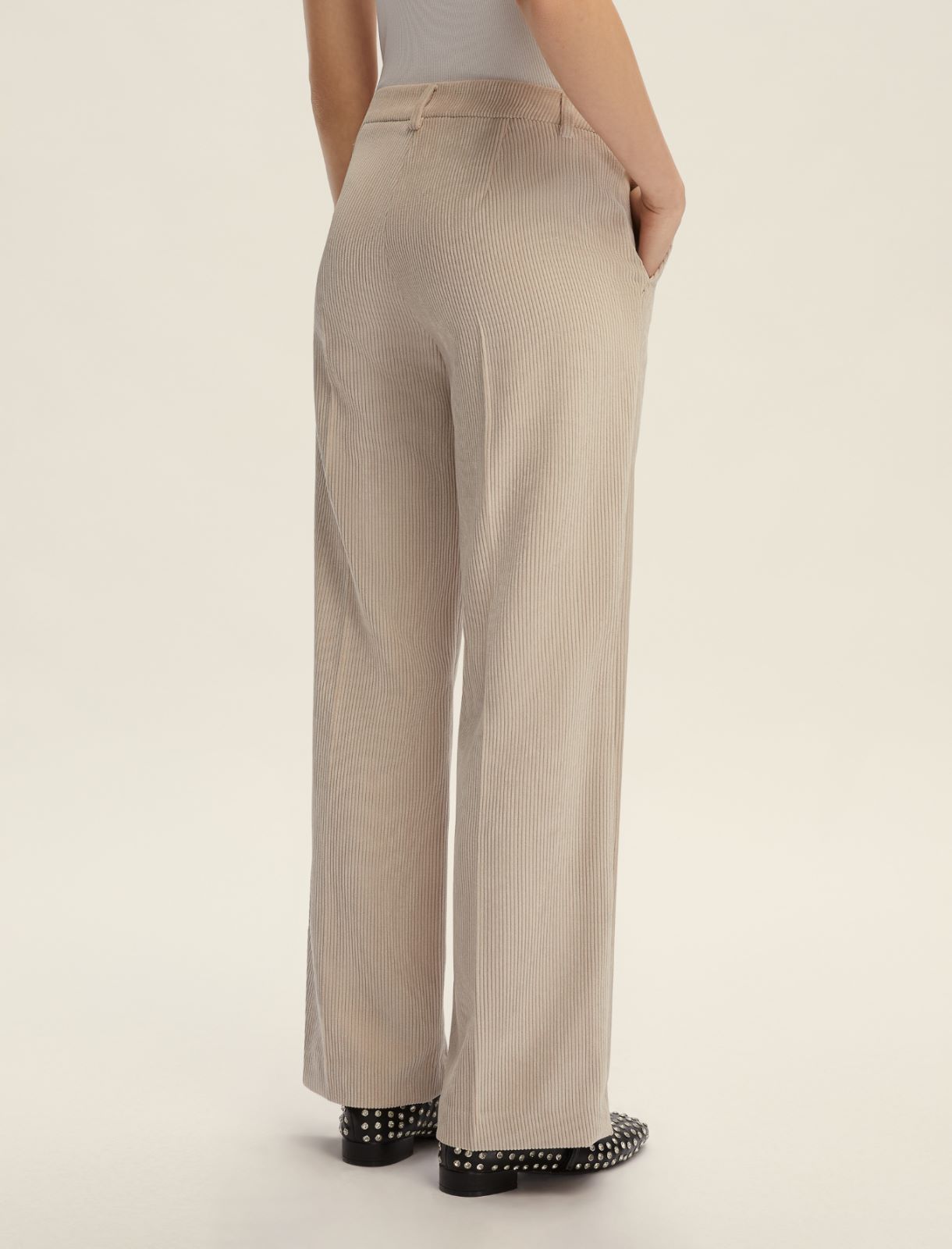 Straight-fit velvet trousers - OFF WHITE - Emme - 2