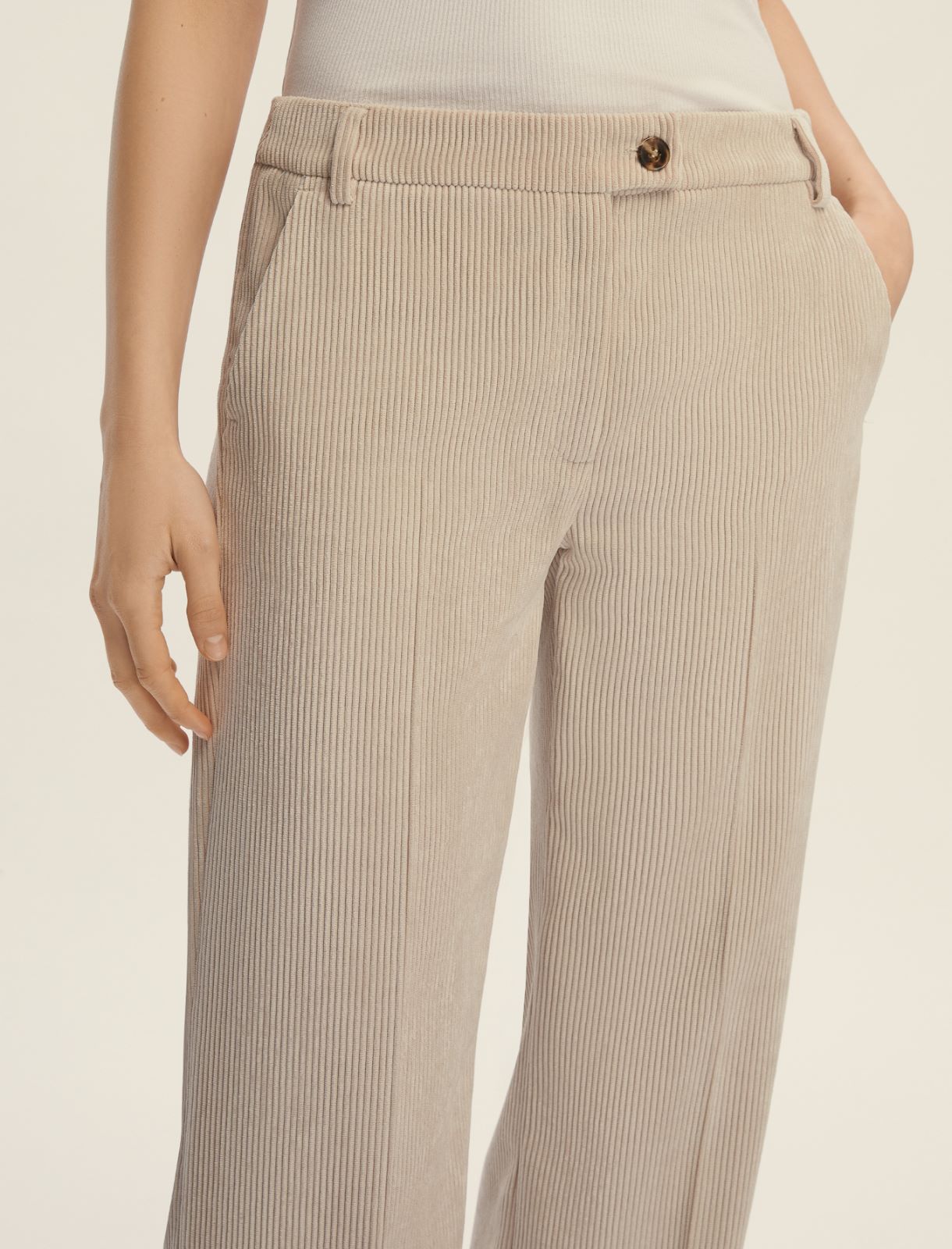 Straight-fit velvet trousers - OFF WHITE - Emme - 4