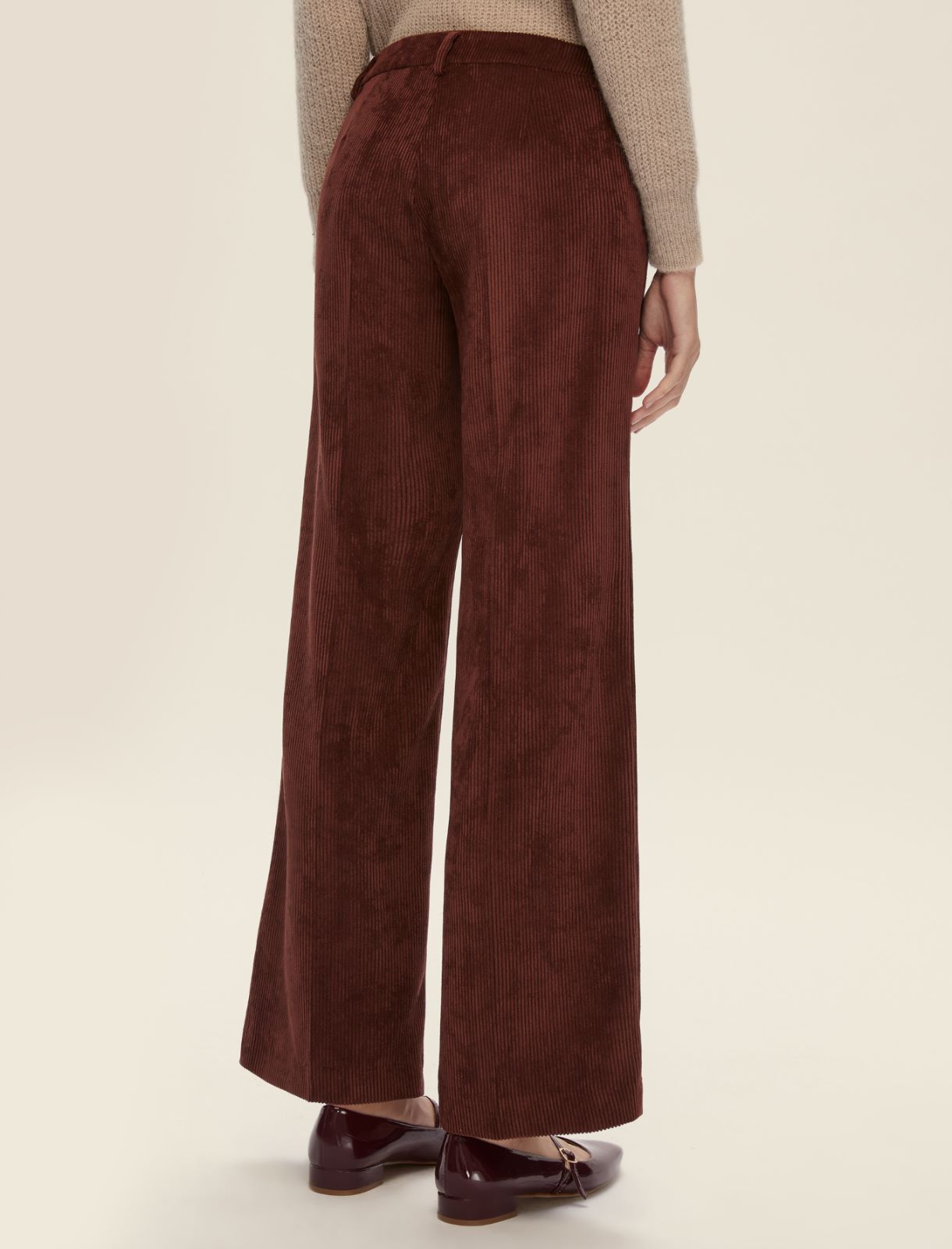 Straight-fit velvet trousers - BORDEAUX - Emme - 2