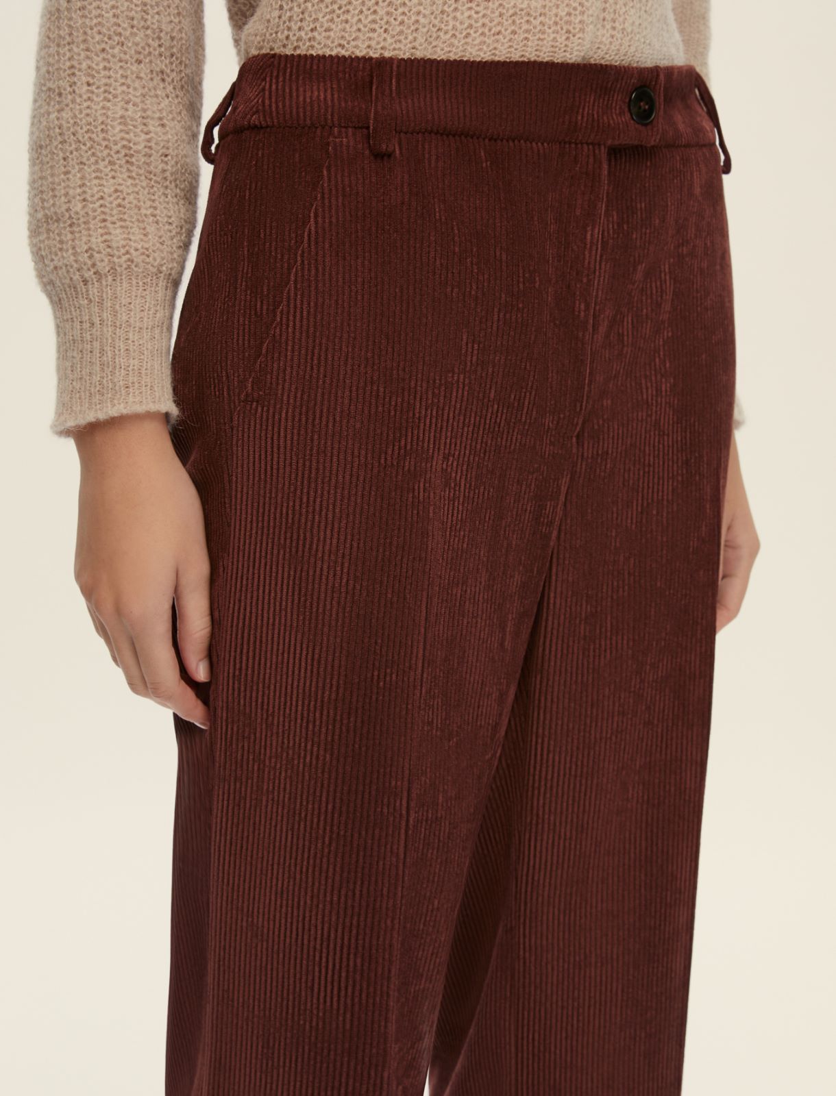 Straight-fit velvet trousers - BORDEAUX - Emme - 4