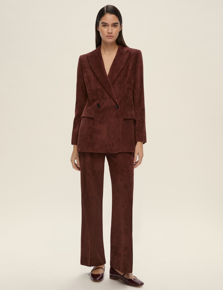 Straight-fit velvet trousers - BORDEAUX