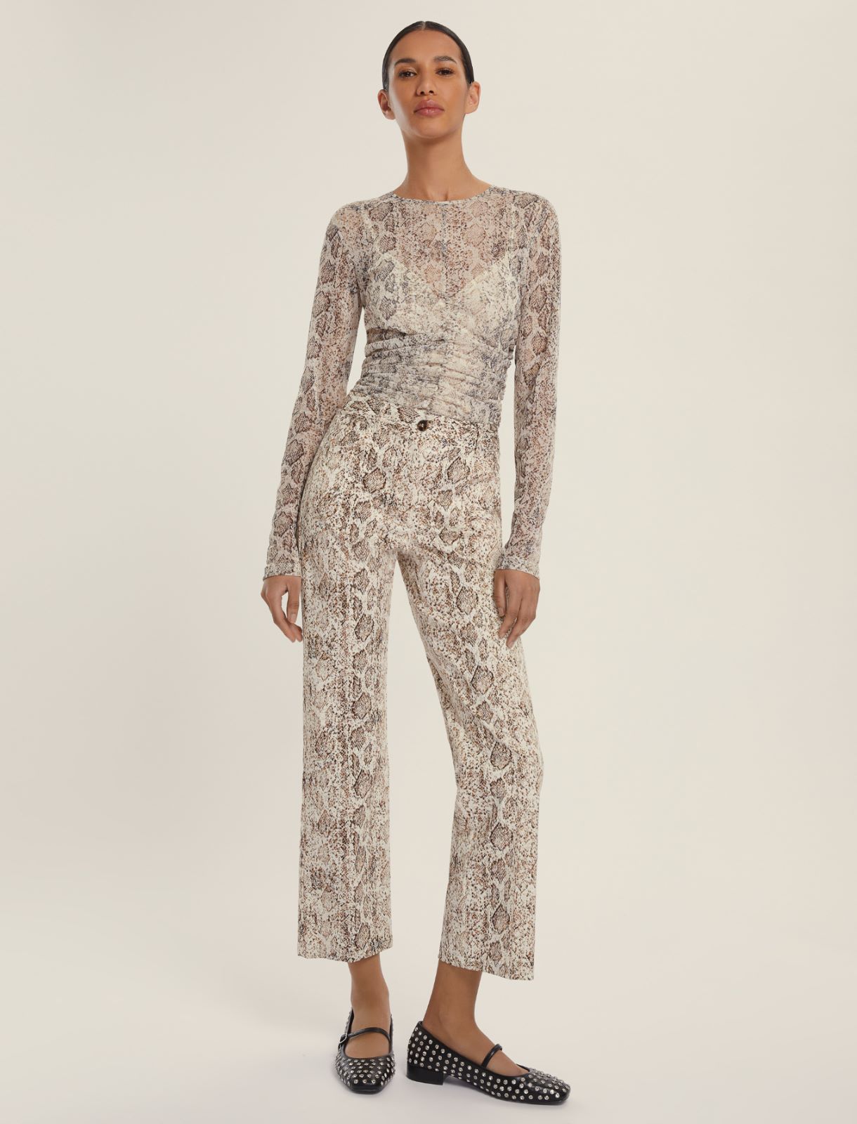 Pantalone dritto in gabardina stretch - CAMMELLO - Emme
