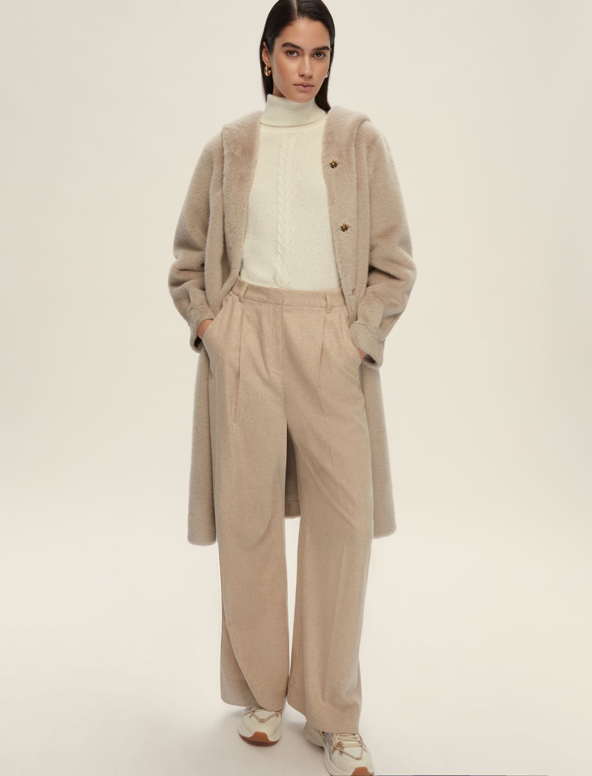 Pantalone ampio in flanella - BIANCO SPORCO - Emme - 3