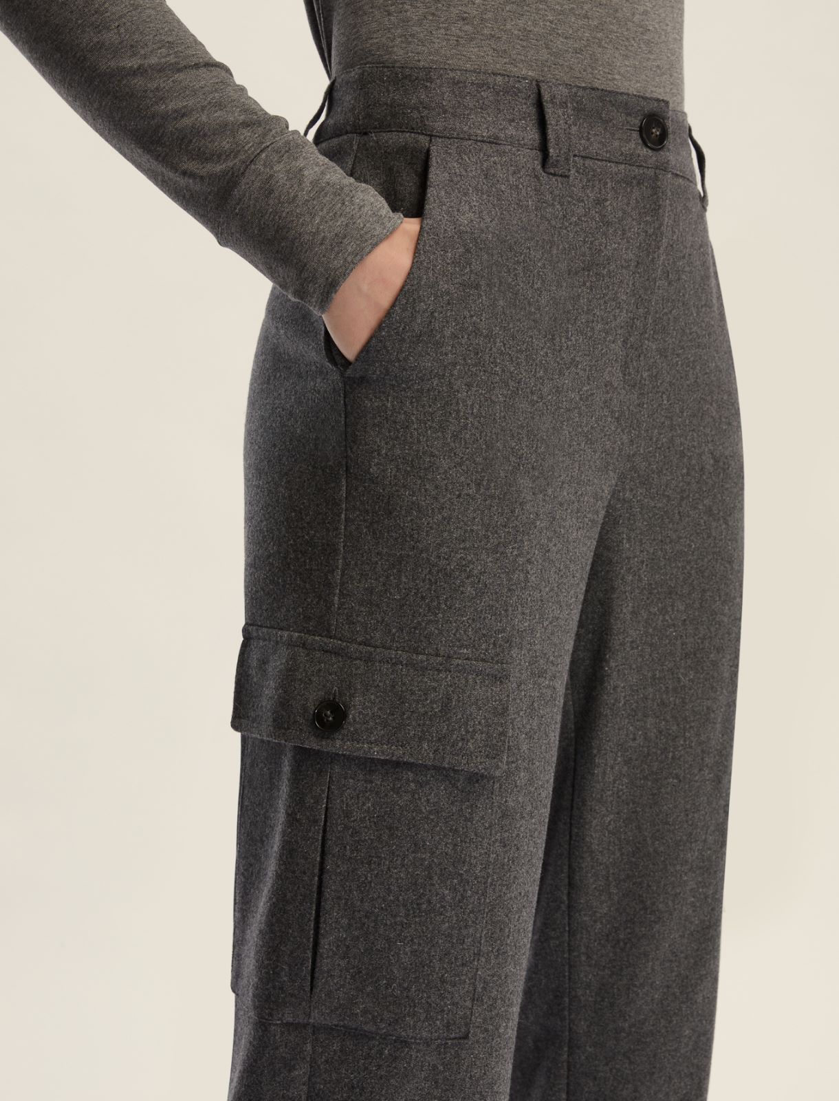 Pantalone con tasconi in flanella - GRIGIO SCURO - Emme - 4