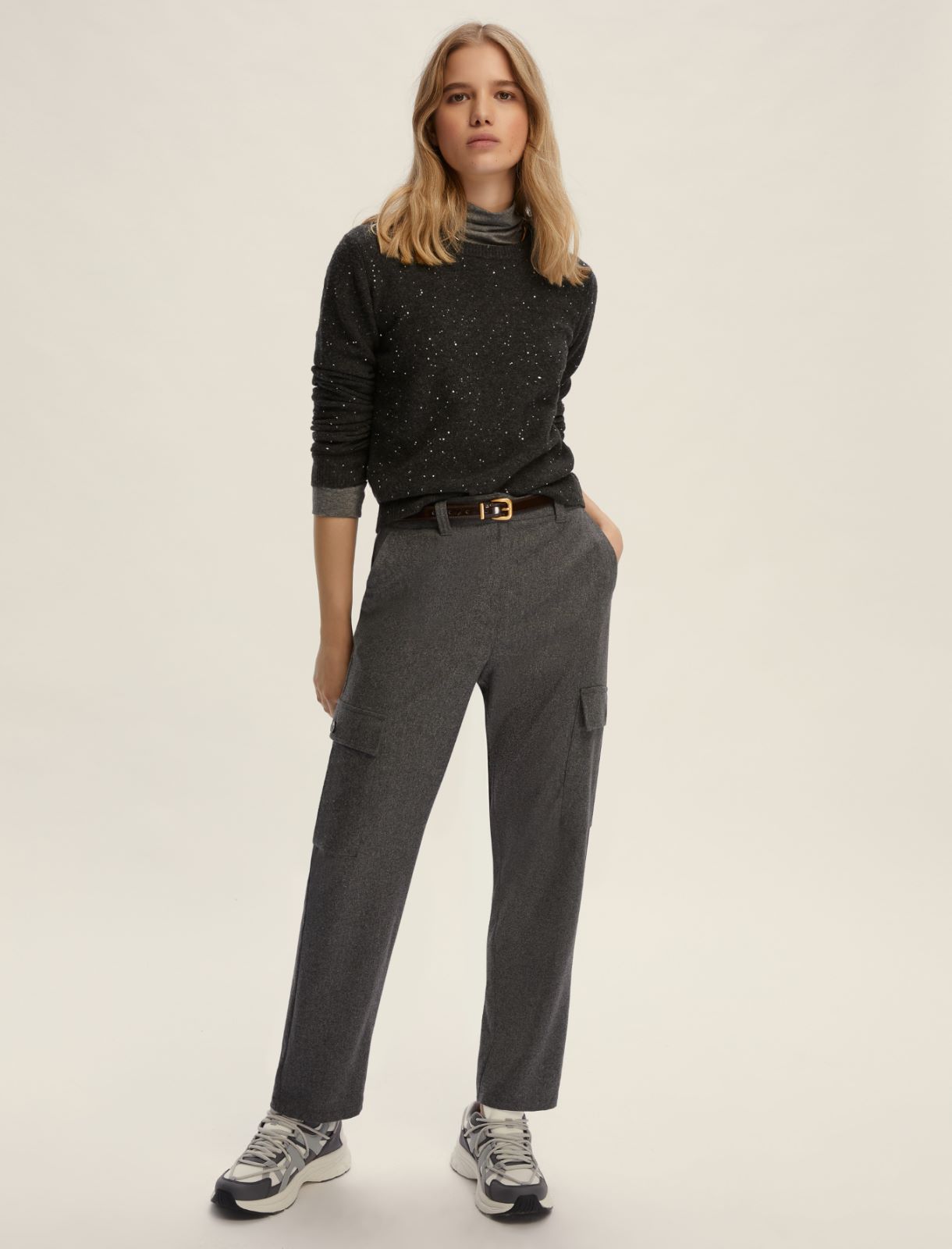 Pantalone con tasconi in flanella - GRIGIO SCURO - Emme