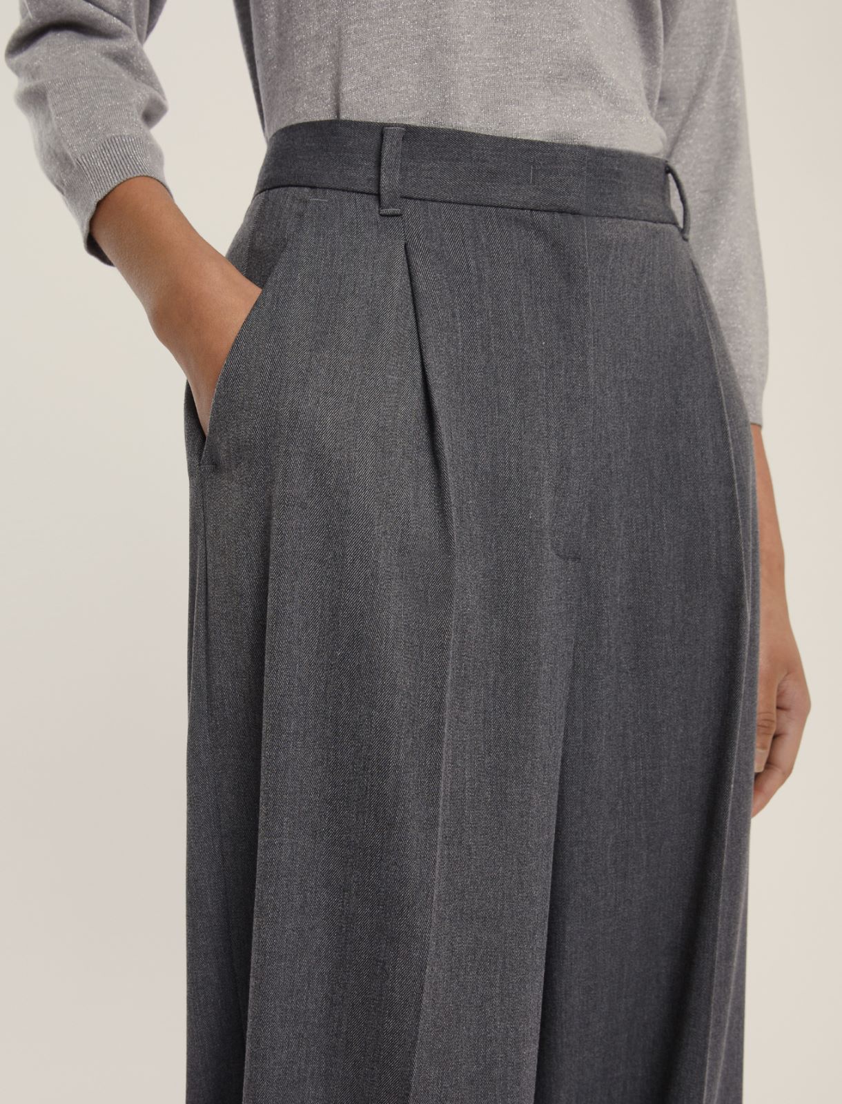 Pantalone ampio in viscosa stretch - GRIGIO - Emme - 4