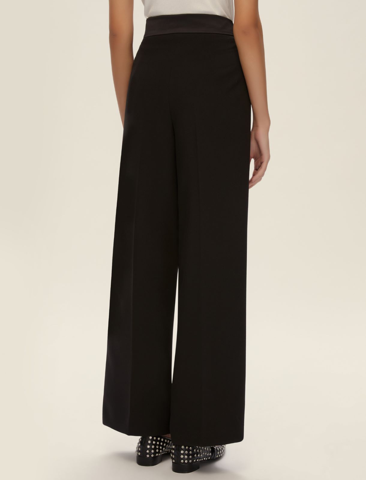Pantalone stretch con dettaglio in raso - NERO - Emme - 2