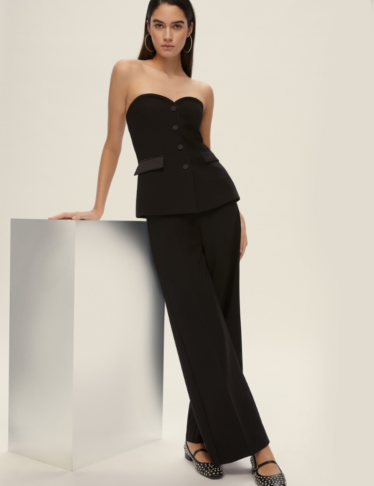 Pantalone stretch con dettaglio in raso - Emme