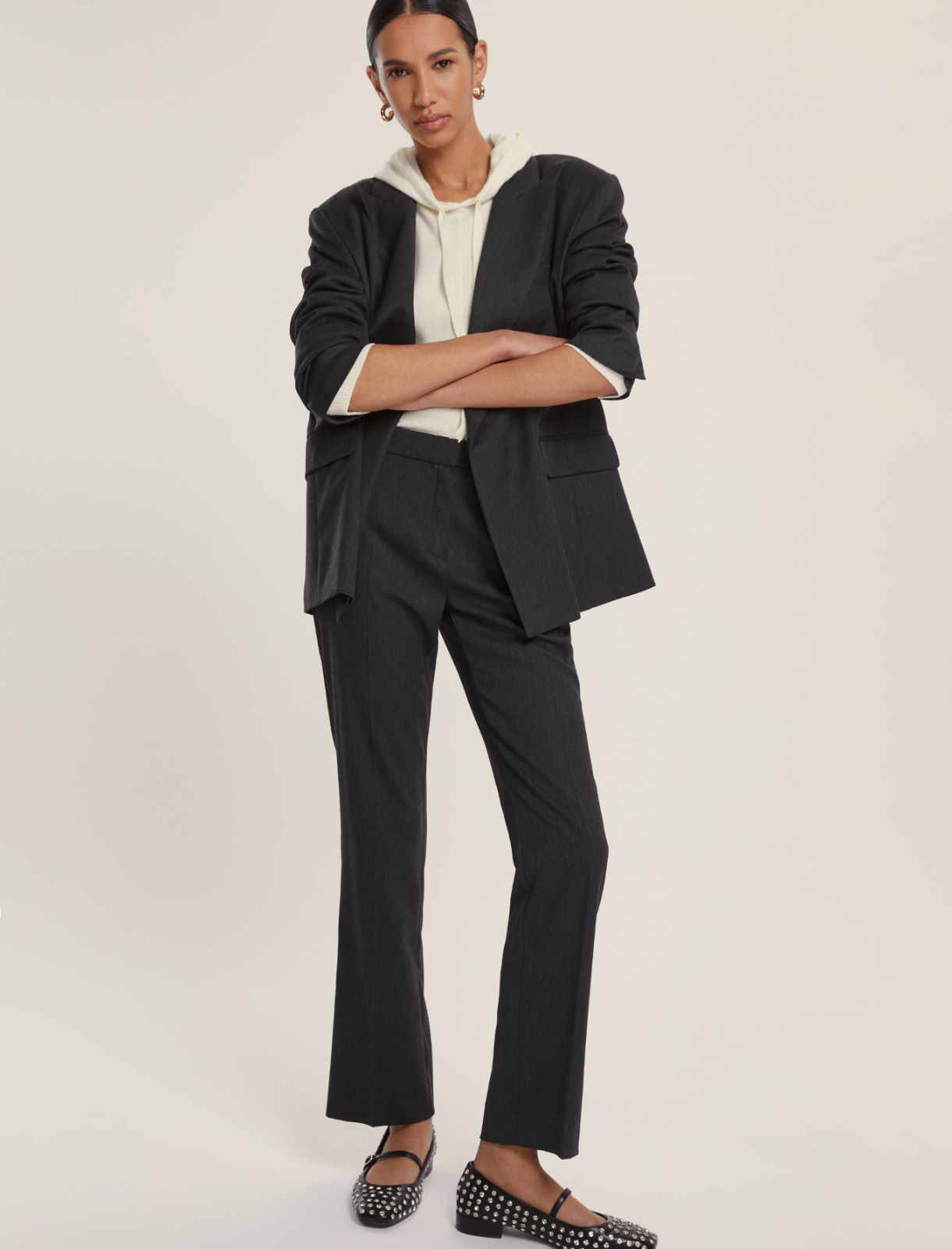 Pantalone dritto in flanella - ANTRACITE - Emme - 3