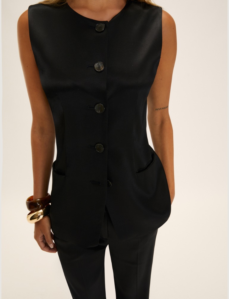 Stretch satin gilet - Emme - 4