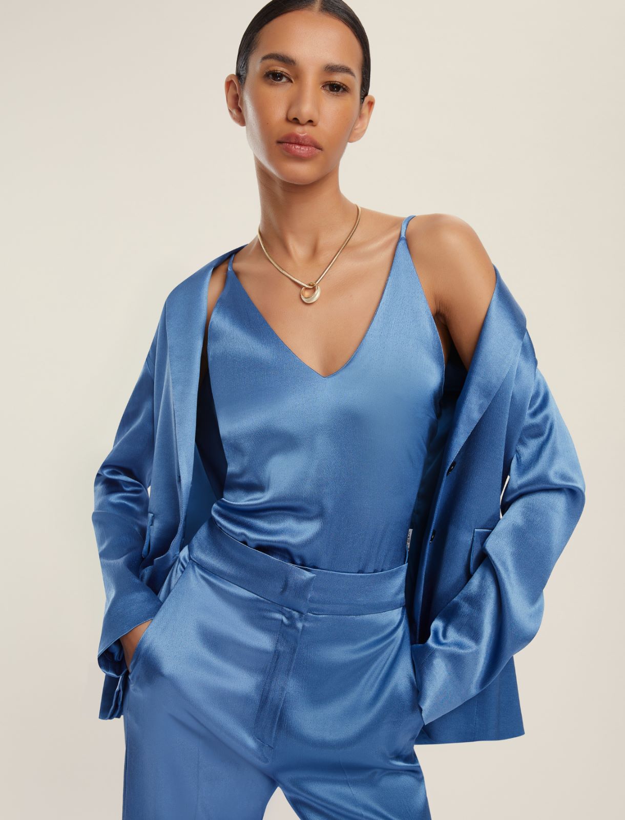 Top in raso stretch - TURCHESE - Emme - 3