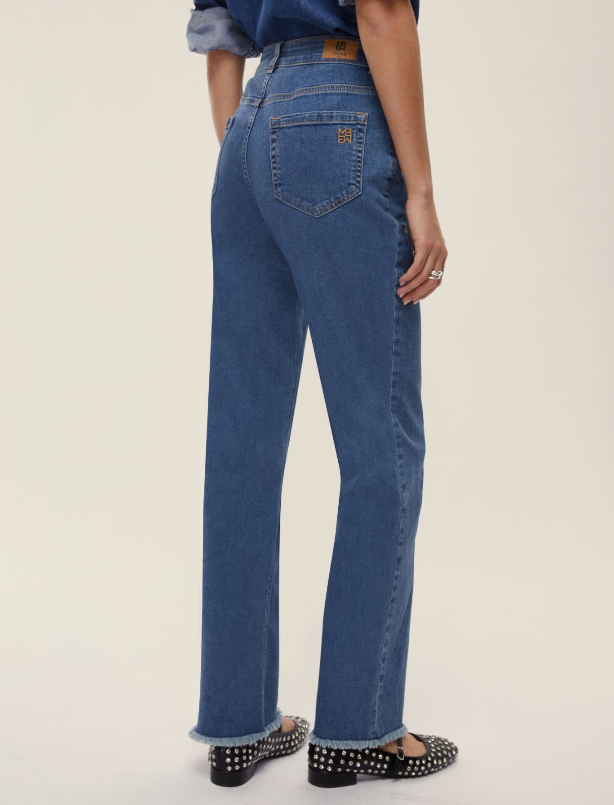 Straight-fit stretch denim jeans - CORNFLOWER BLUE - Emme - 2