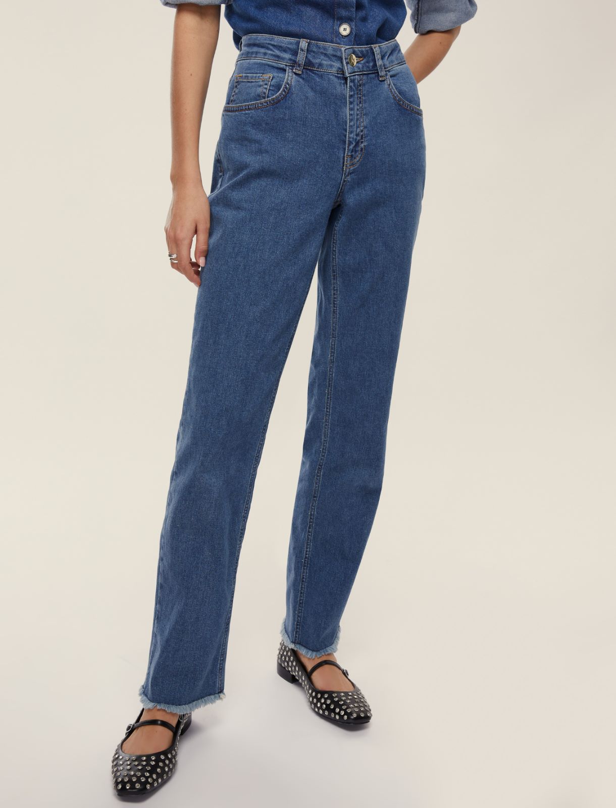 Straight-fit stretch denim jeans - CORNFLOWER BLUE - Emme - 4