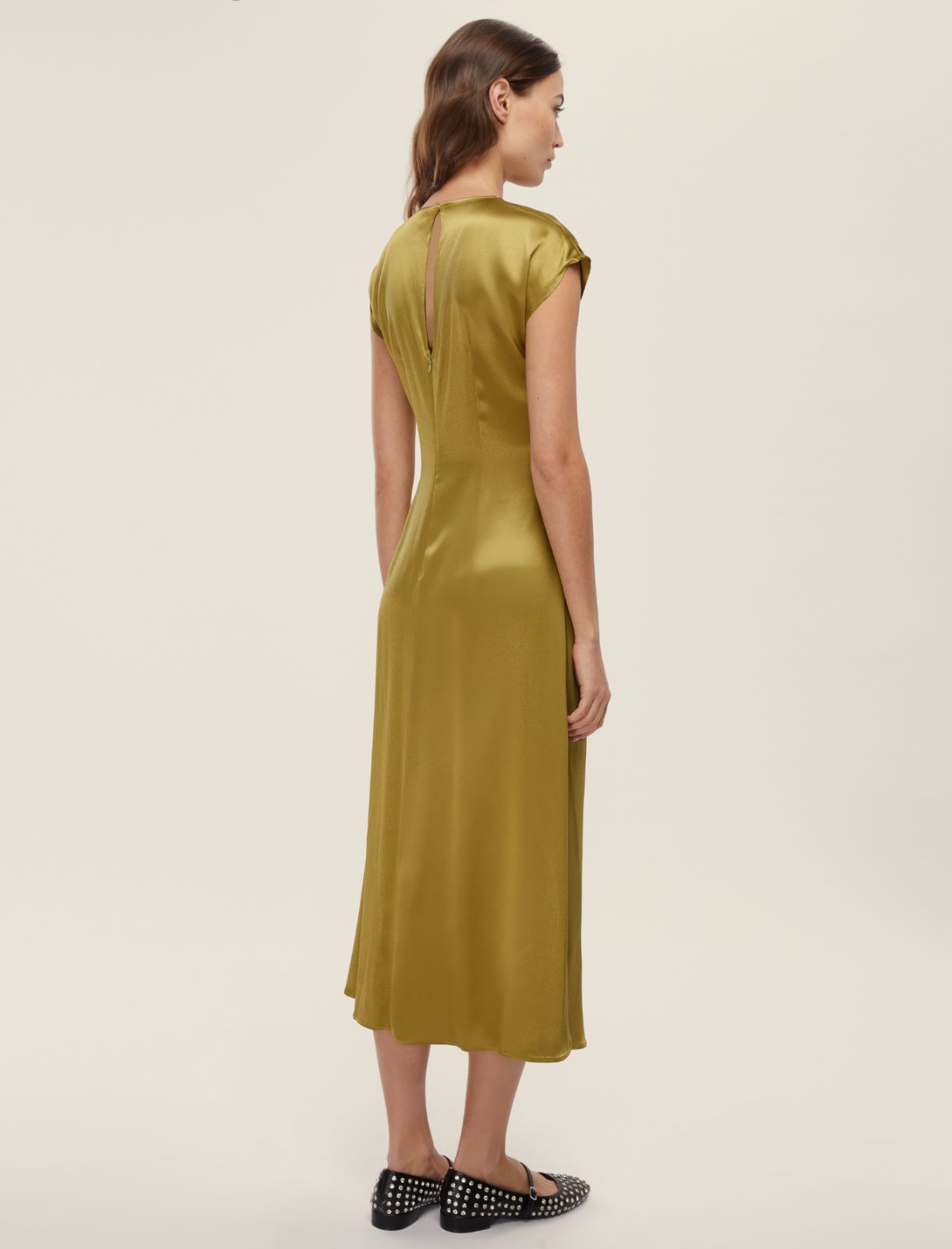 Abito smanicato con pieghe - VERDE OLIO - Emme - 2