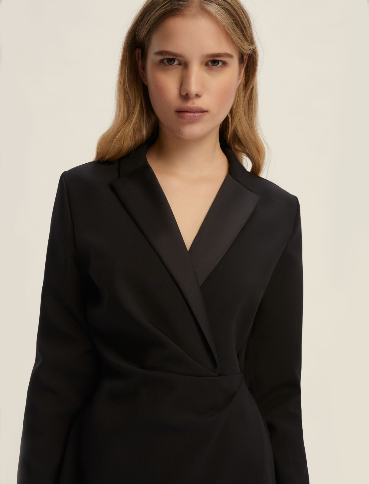 Stretch fabric criss-cross dress - BLACK - Emme - 4