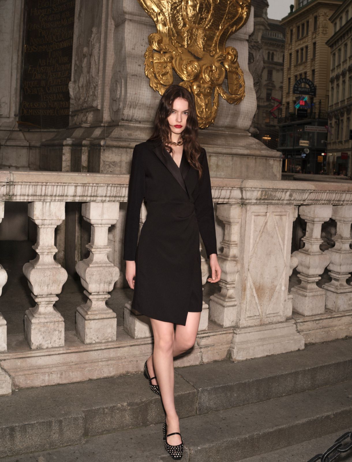 Stretch fabric criss-cross dress - BLACK - Emme - 6