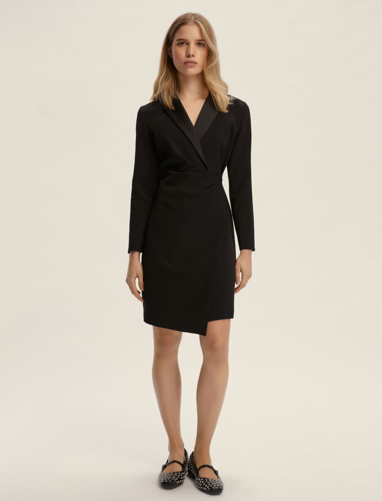 Stretch fabric criss-cross dress - BLACK - Emme