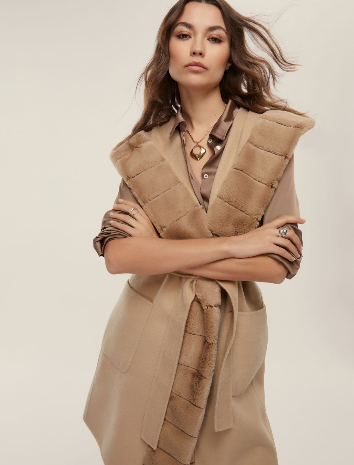 Gilet con cintura - BEIGE - Emme - 3