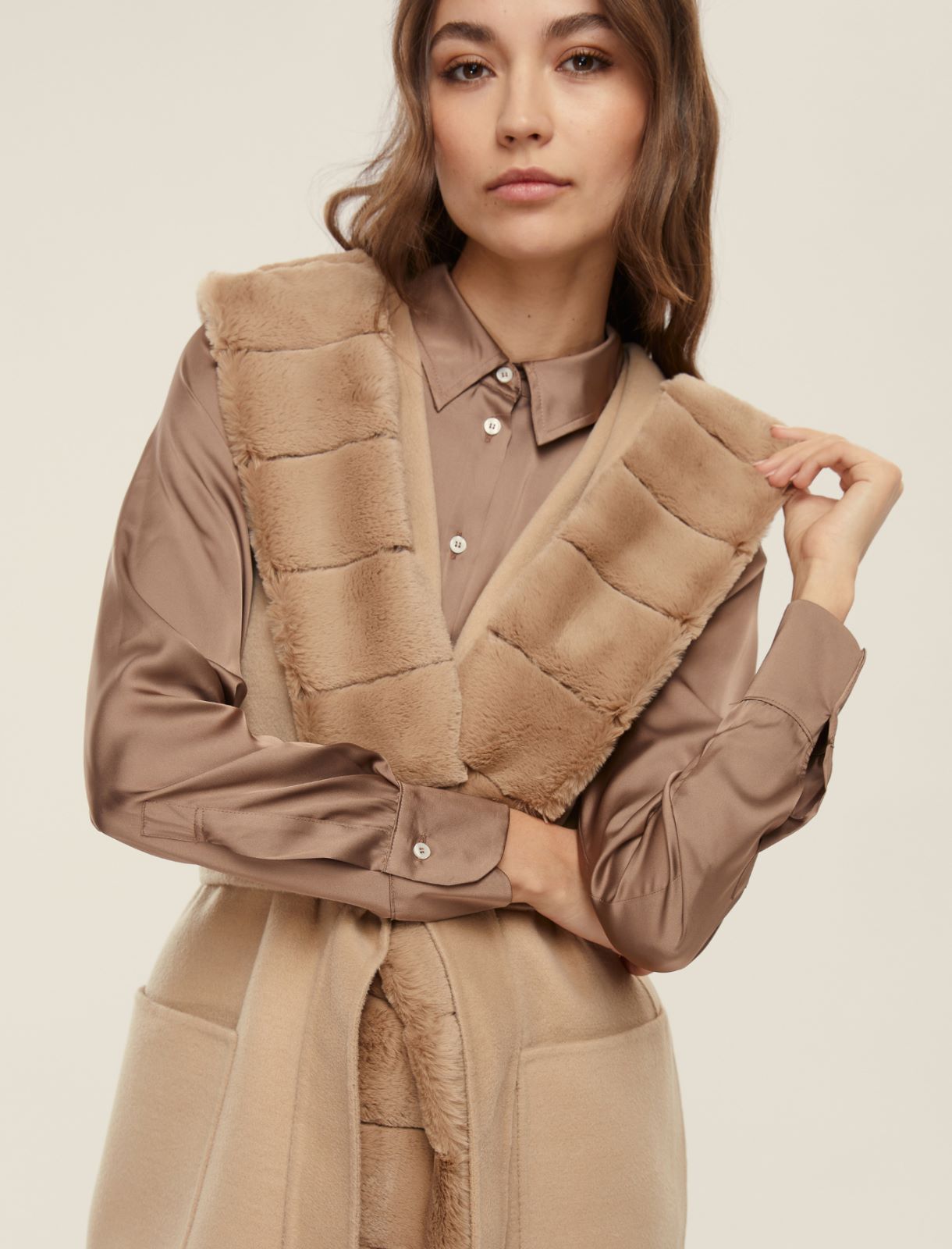 Gilet con cintura - BEIGE - Emme - 4