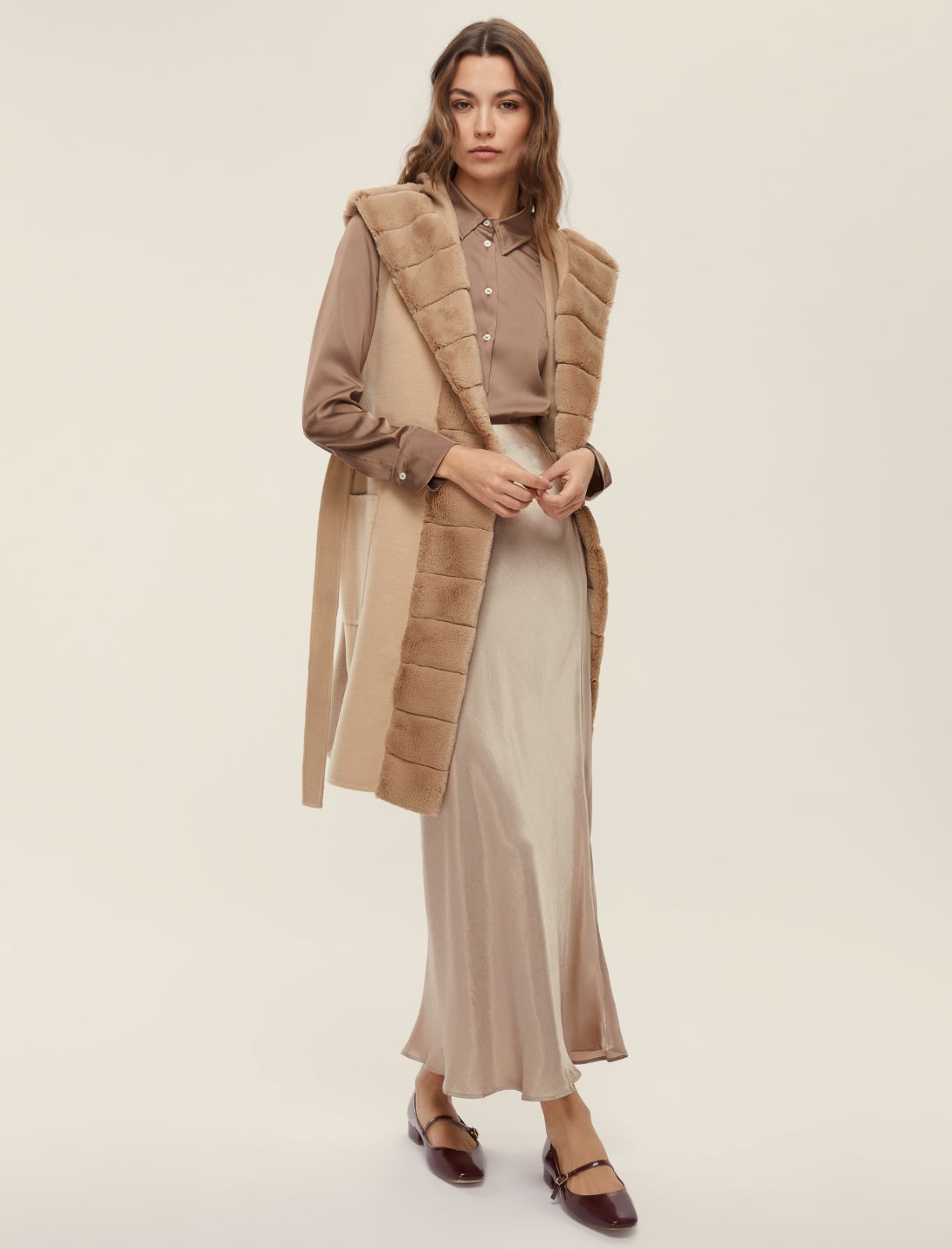 Gilet con cintura - BEIGE - Emme