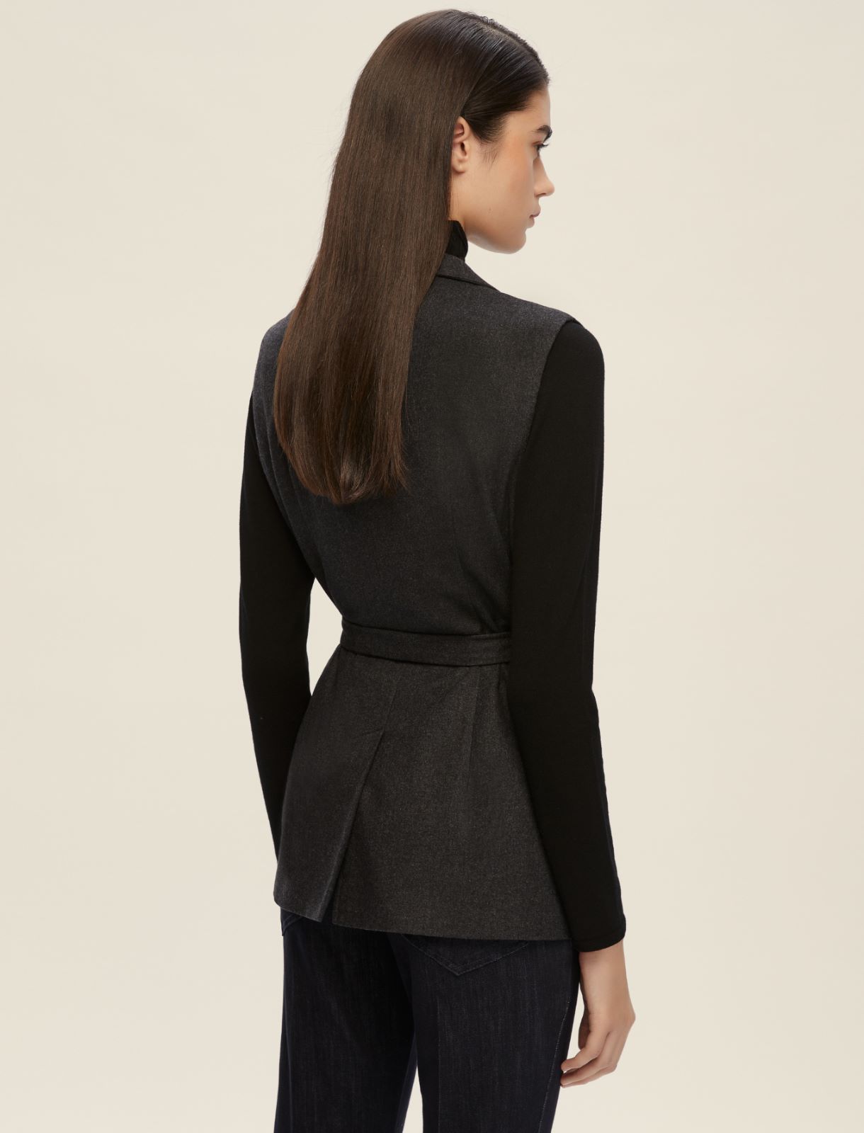 Sleeveless flannel blazer - DARK GREY - Emme - 2