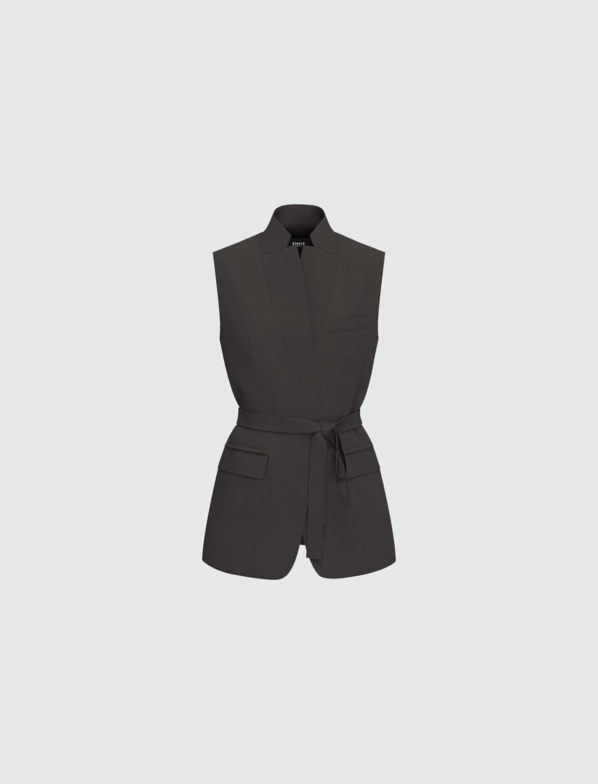 Sleeveless flannel blazer - DARK GREY - Emme - 5