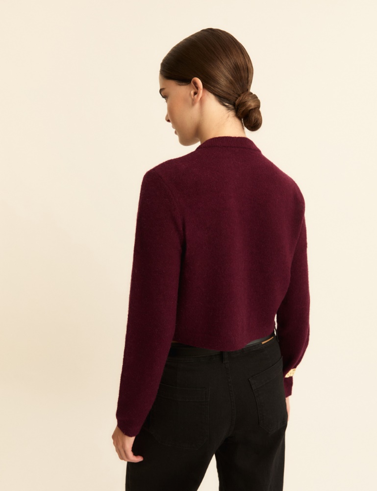 Short cardigan with bejewelled button detail - Emme - 5