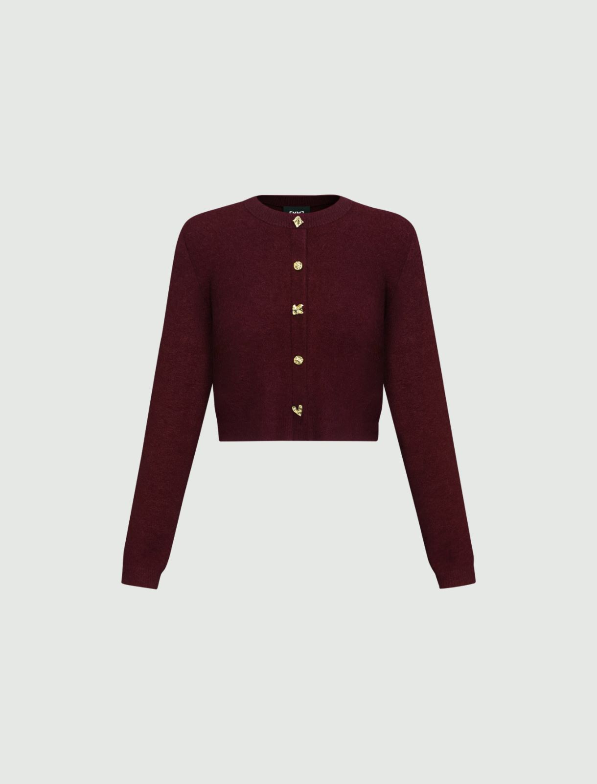 Short cardigan with bejewelled button detail - BORDEAUX - Emme - 6