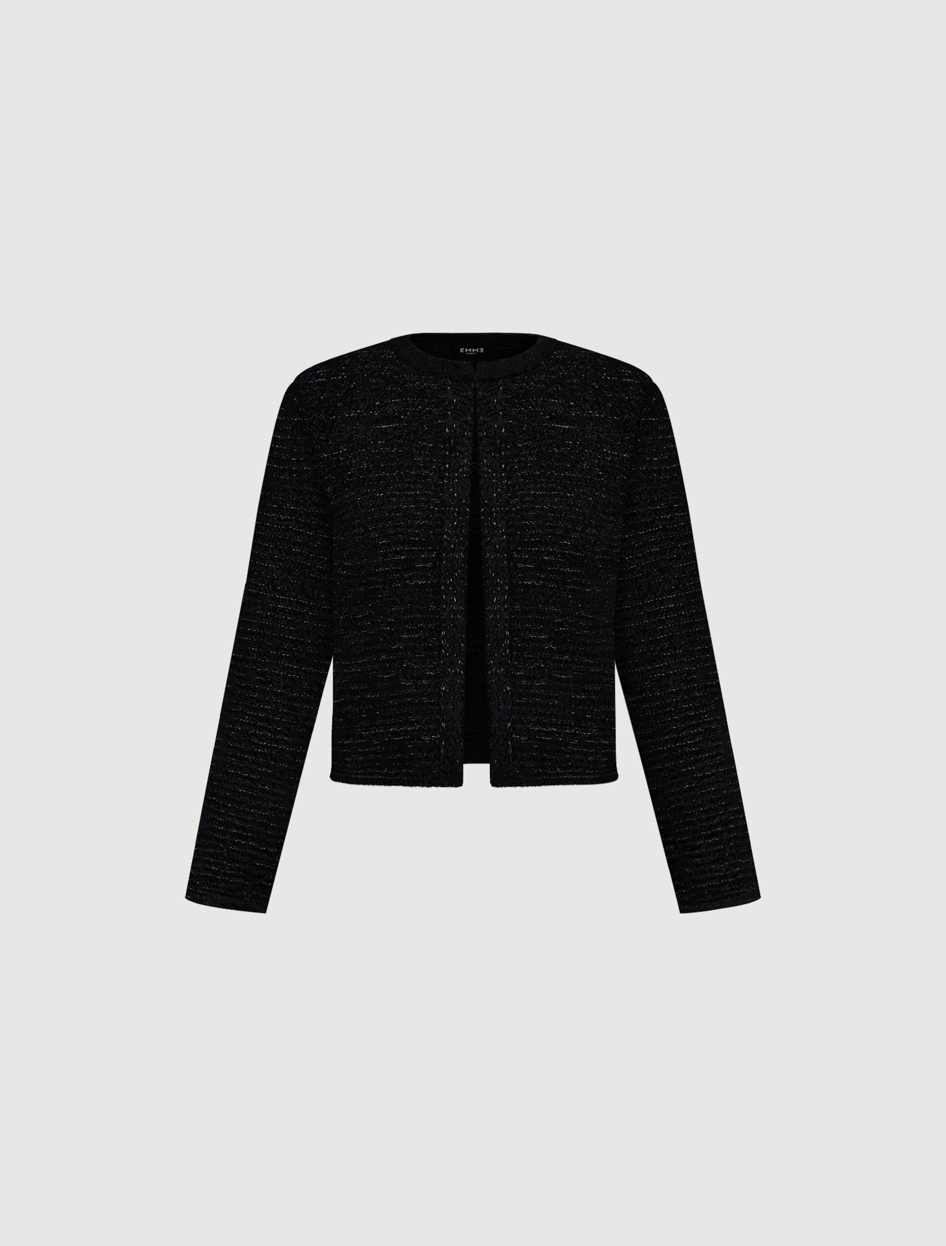 Lurex-adorned short open-front jacket - BLACK - Emme - 6