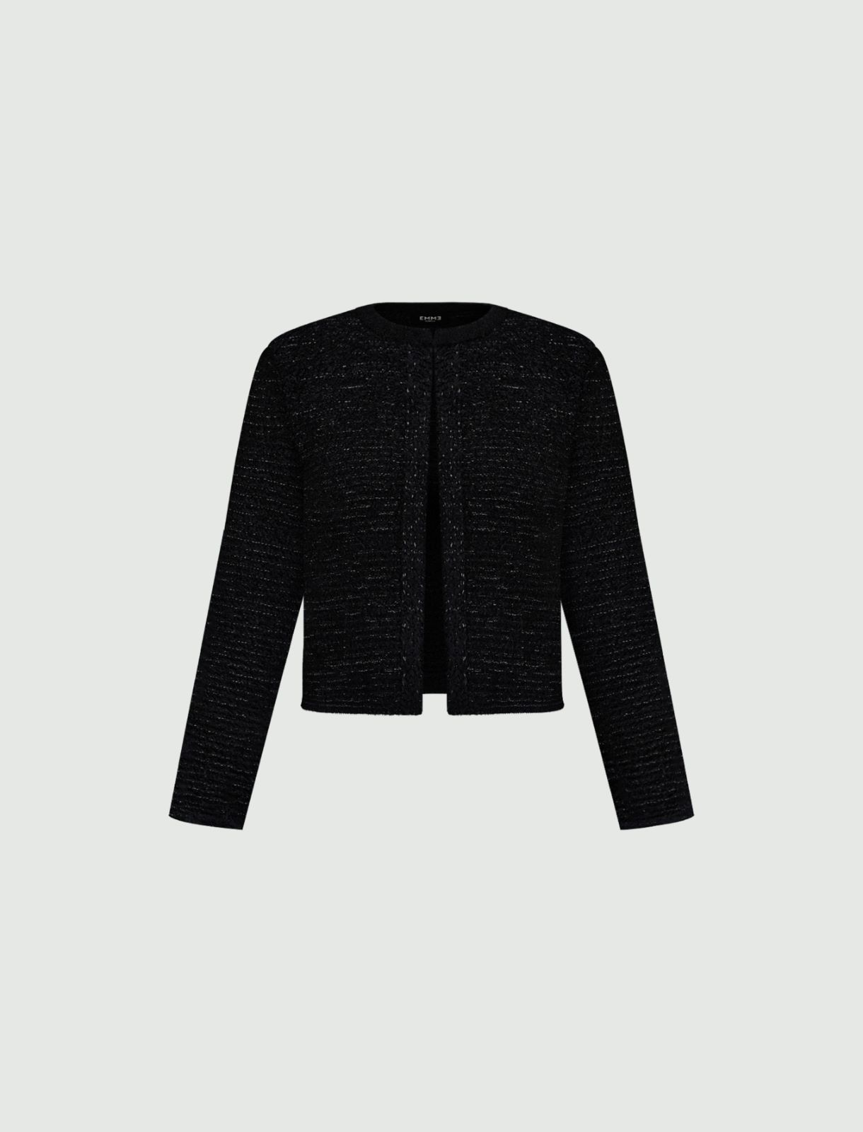 Lurex-adorned short open-front jacket - BLACK - Emme - 6