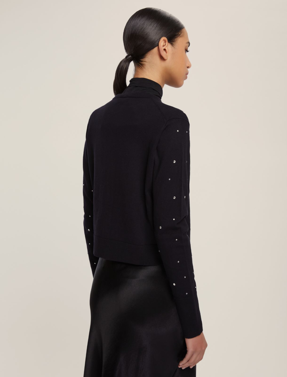 Short stretch viscose cardigan - BLACK - Emme - 2