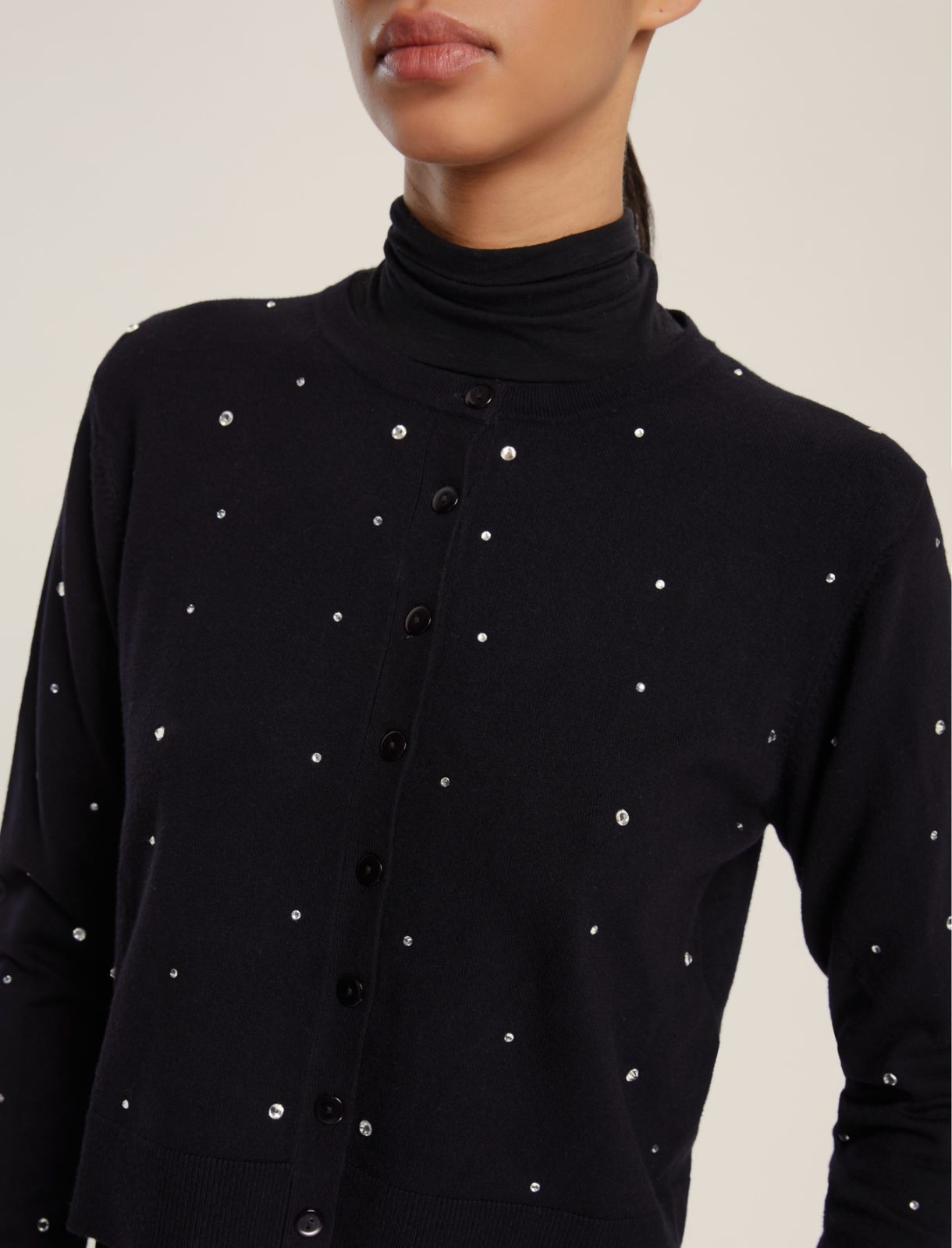 Short stretch viscose cardigan - BLACK - Emme - 4