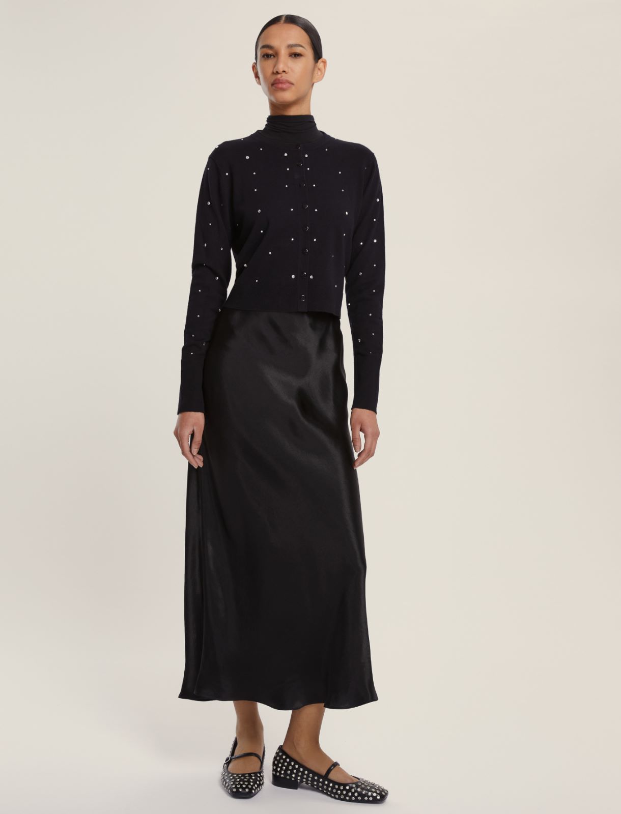 Short stretch viscose cardigan - BLACK - Emme