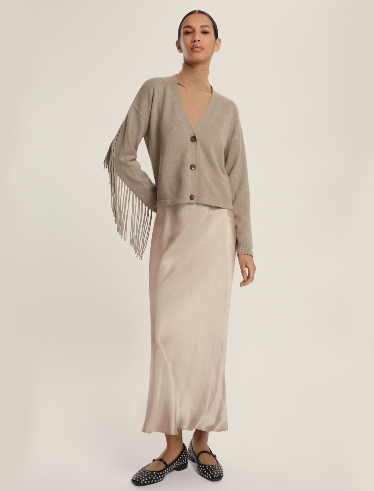 Oversized fringed cardigan - TURTLEDOVE - Emme