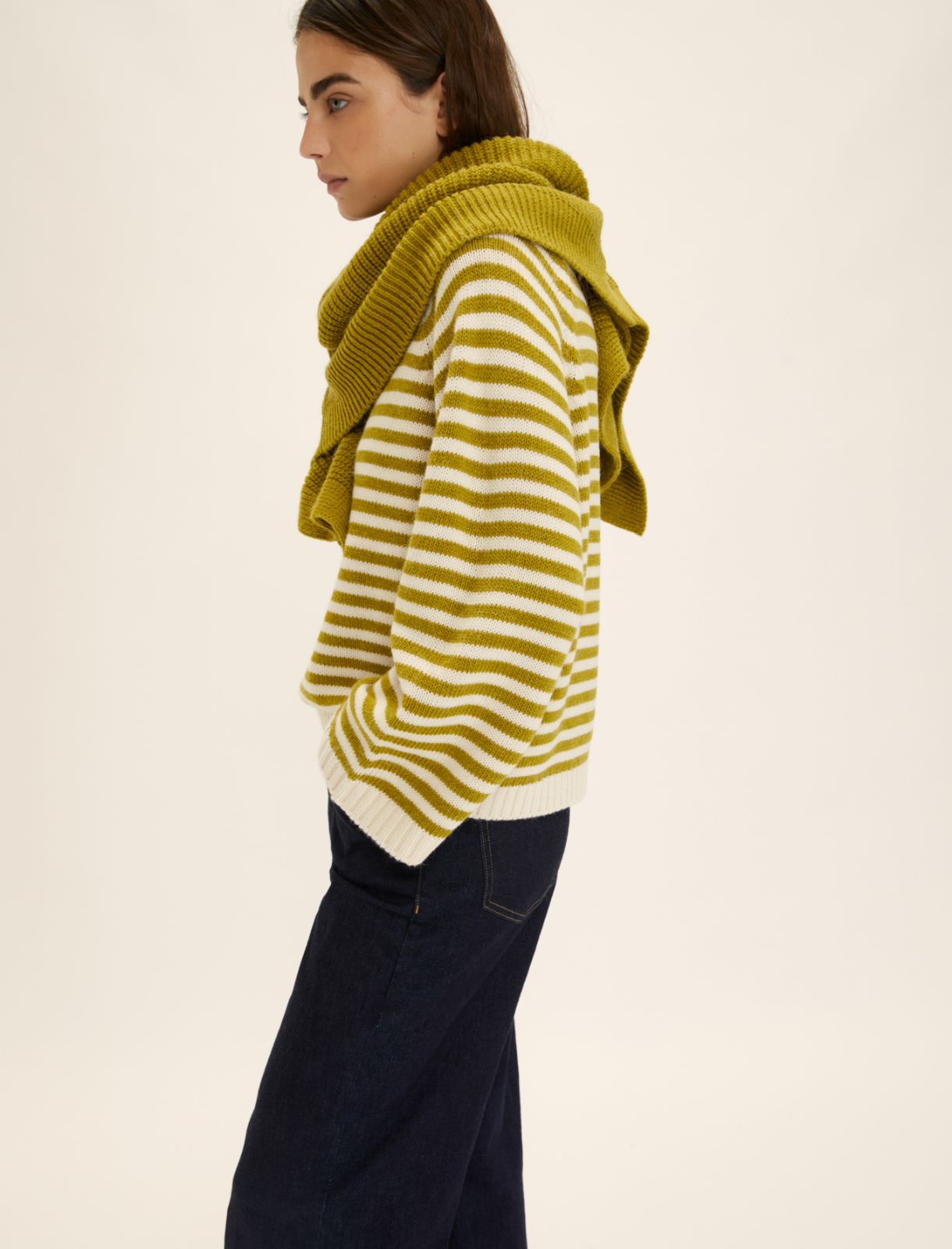 Oversized striped sweater - LIME GREEN - Emme