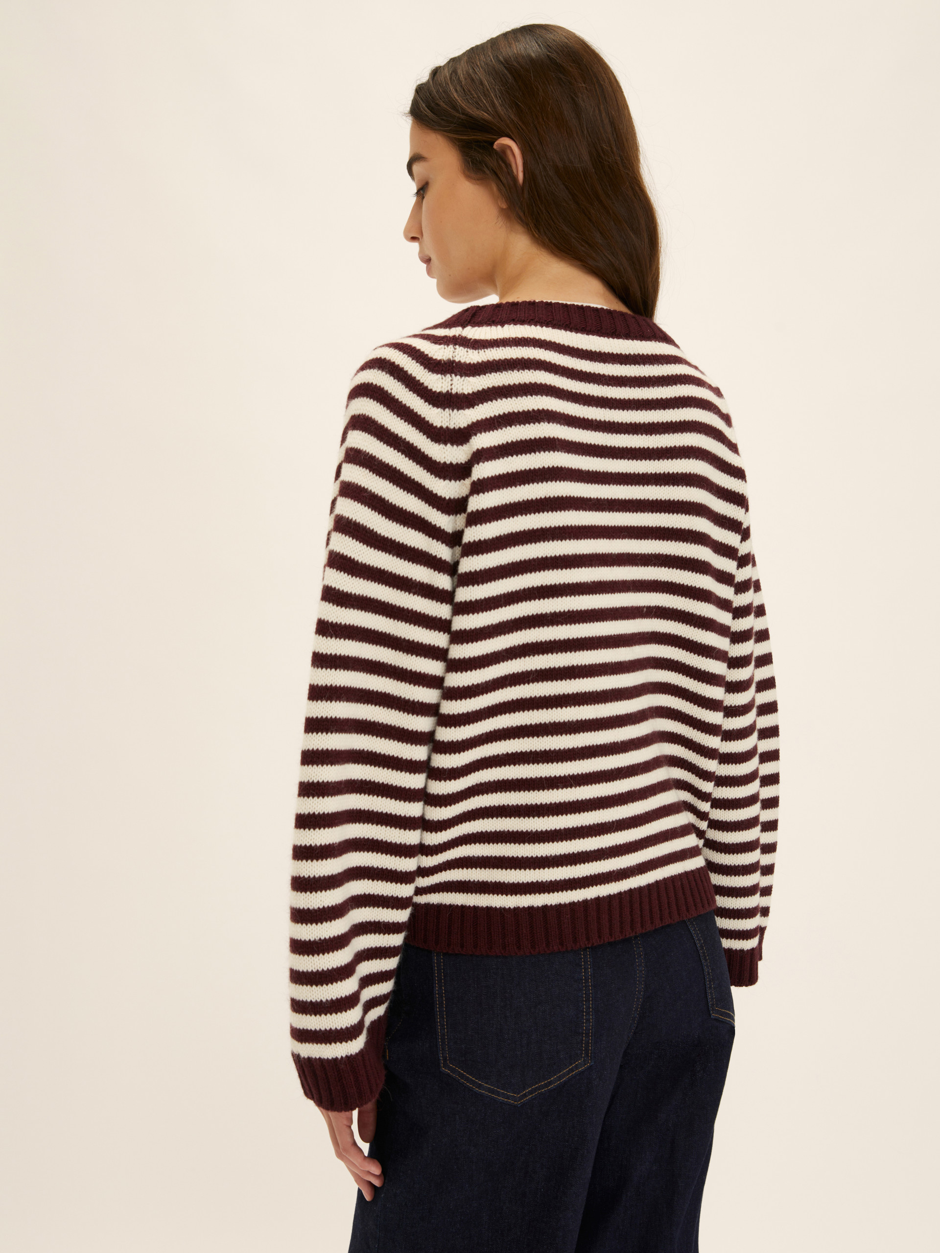 Oversized striped sweater - DARK RED - Emme - 3