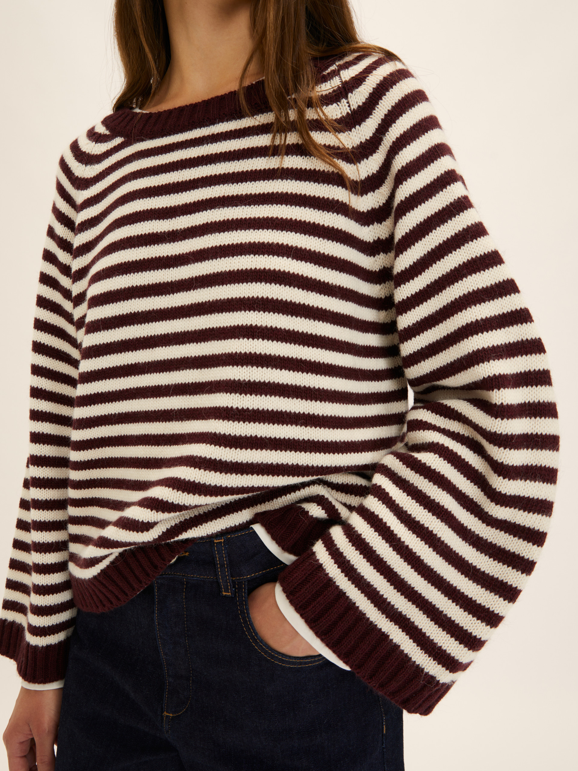 Oversized striped sweater - DARK RED - Emme - 5