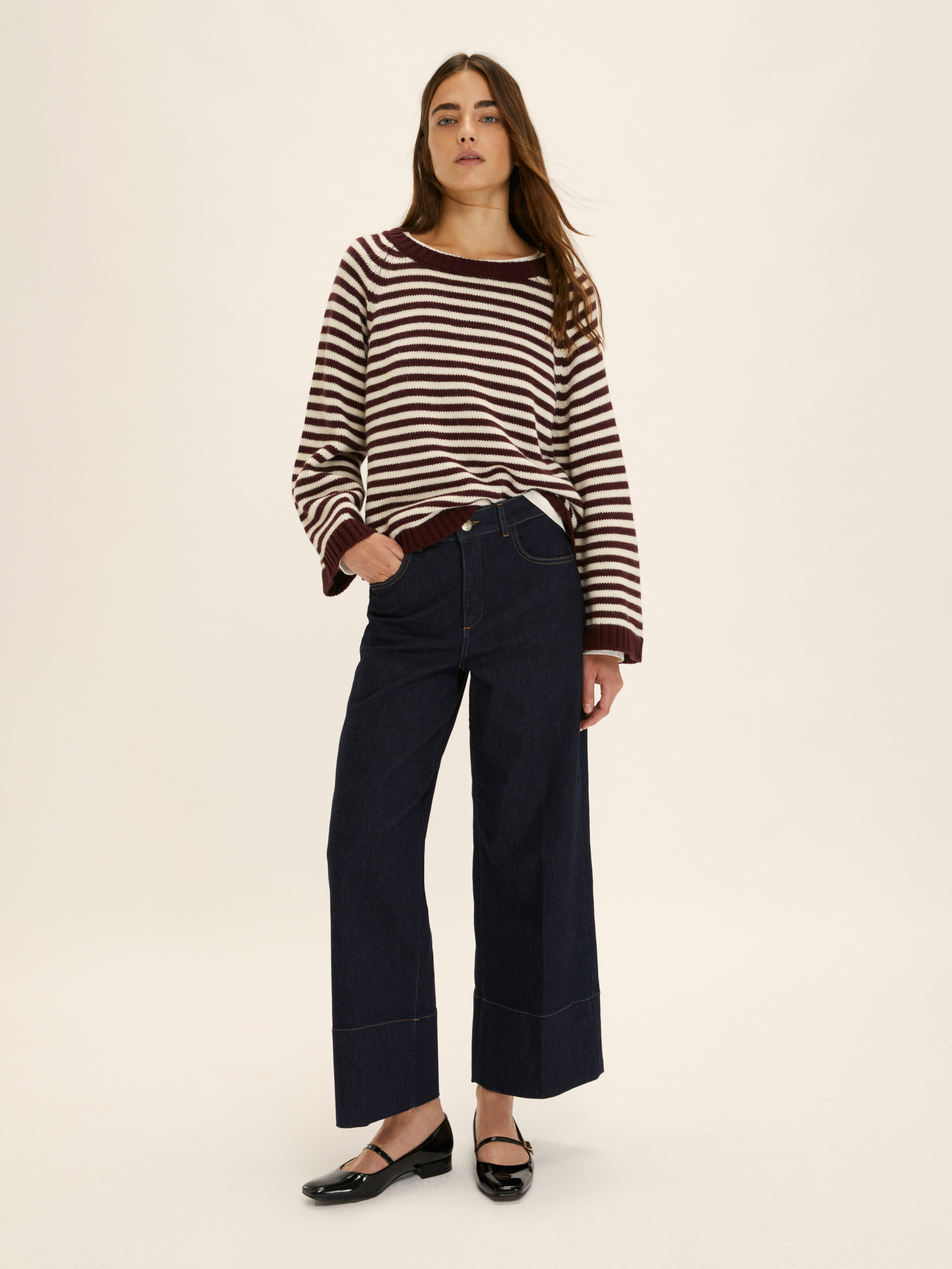 Oversized striped sweater - DARK RED - Emme - 2