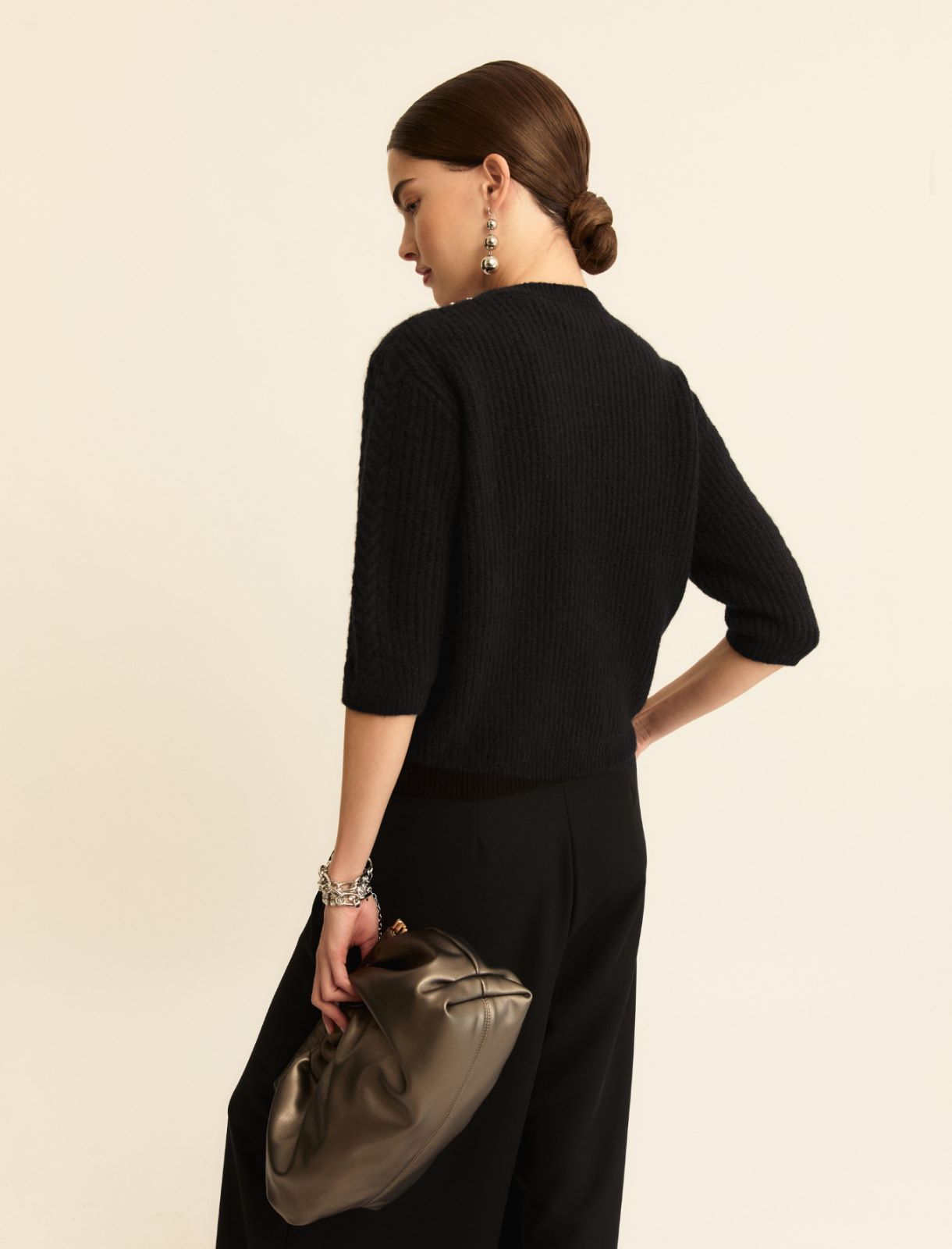 Bejewelled-appliqué sweater - BLACK - Emme - 3