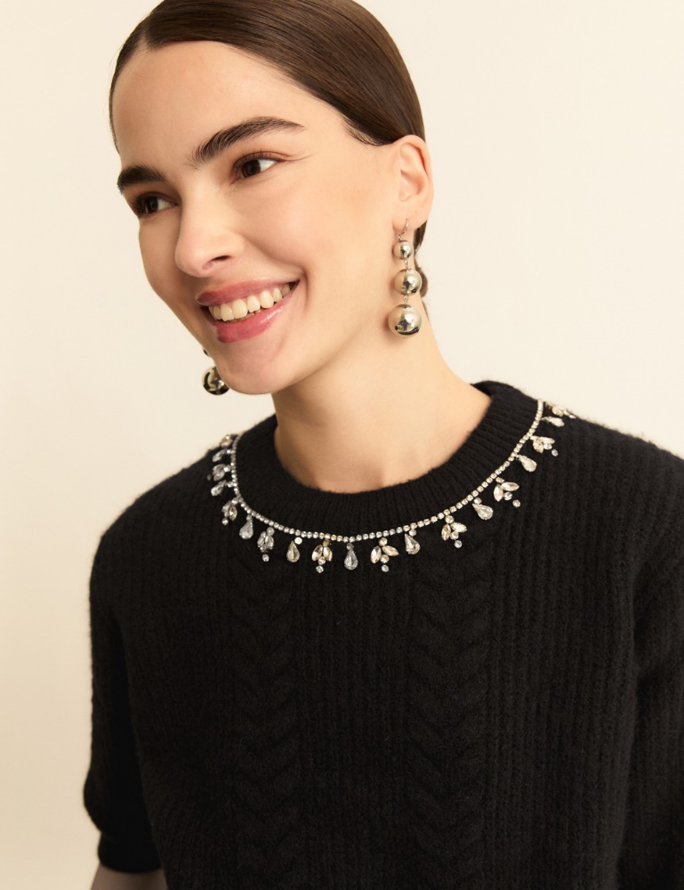 Bejewelled-appliqué sweater - Emme - 2