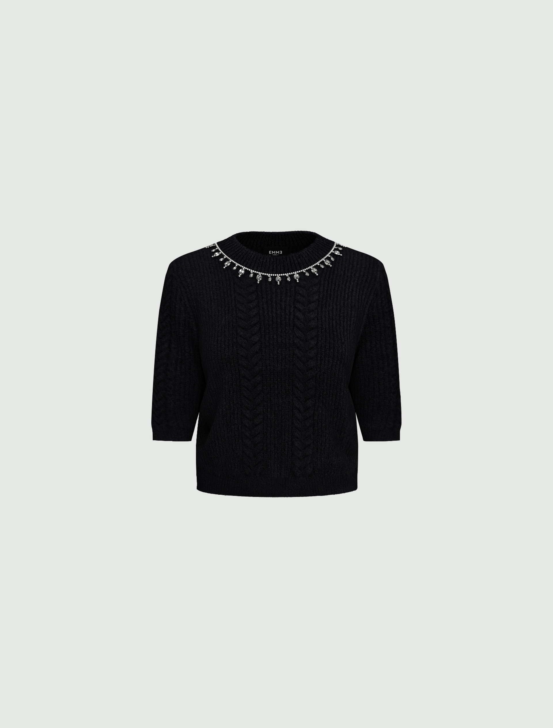 Bejewelled-appliqué sweater - BLACK - Emme - 4